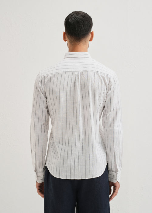 Chalk White Striped Cotton Linen Shirt