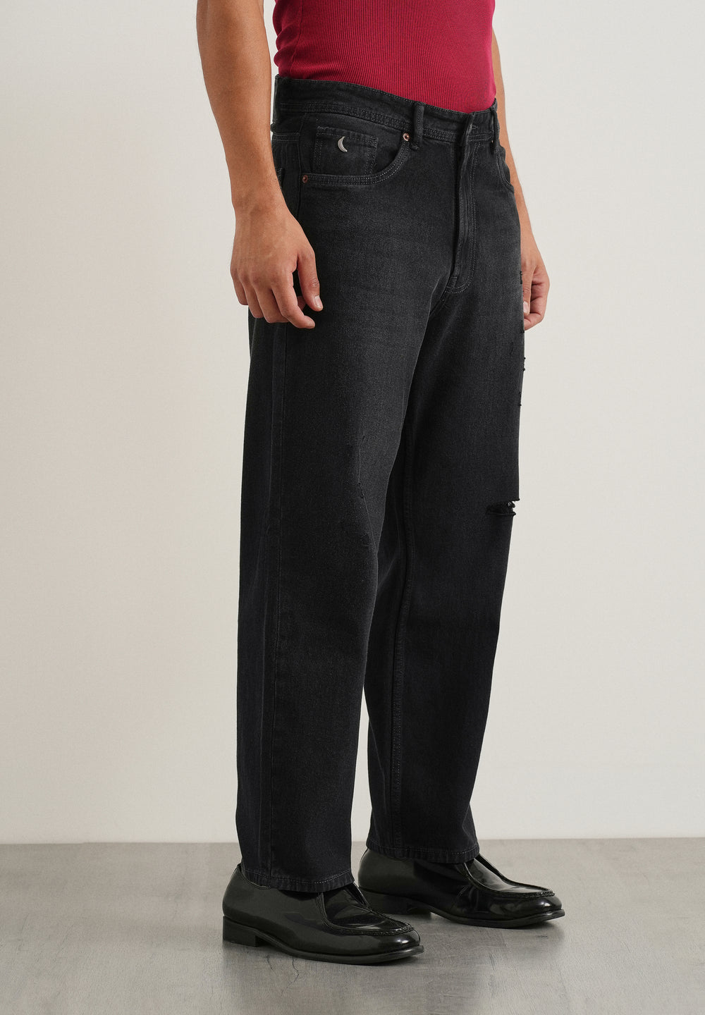 Charcoal Black Baggy Fit Jeans