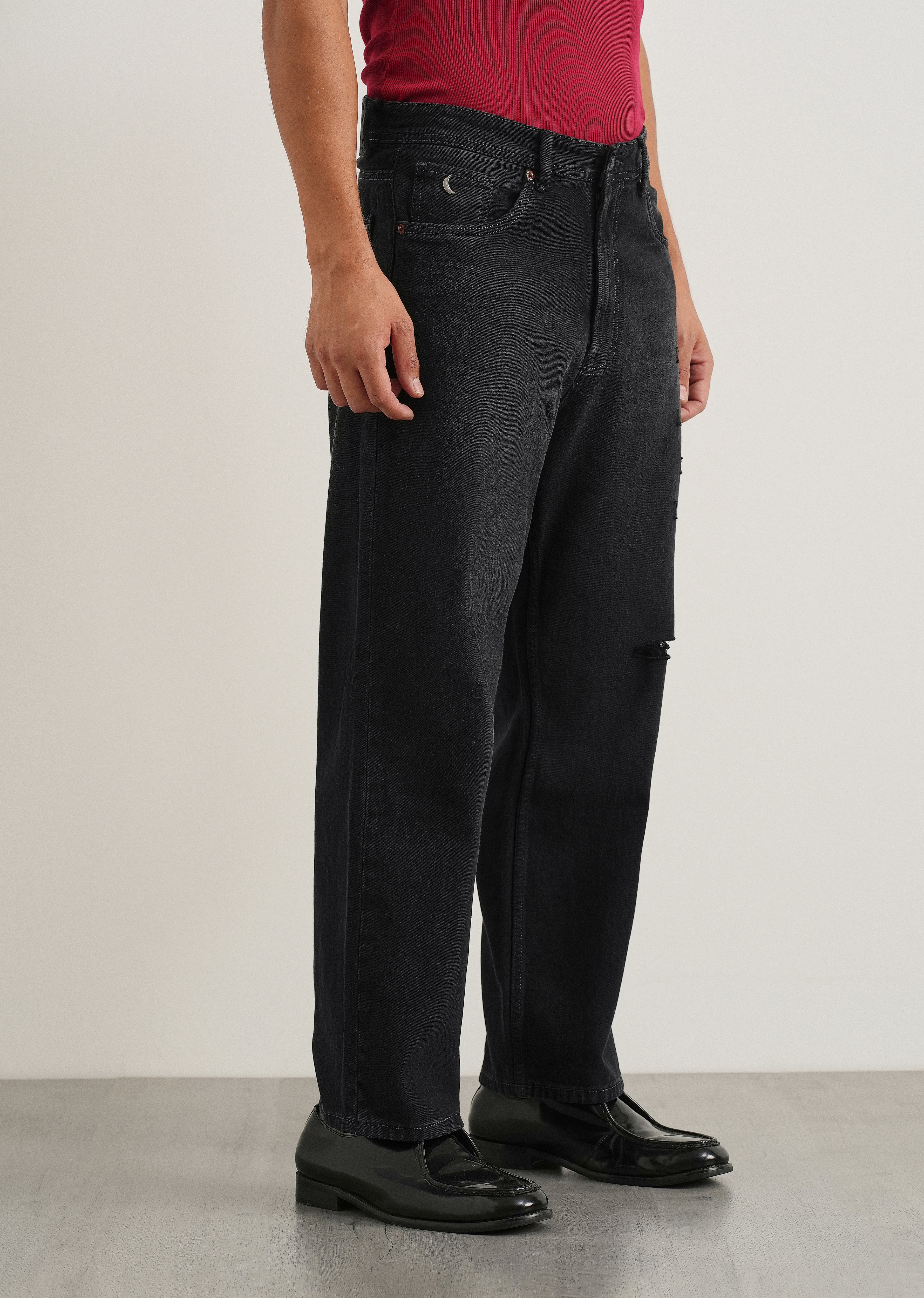 Charcoal Black Baggy Fit Jeans