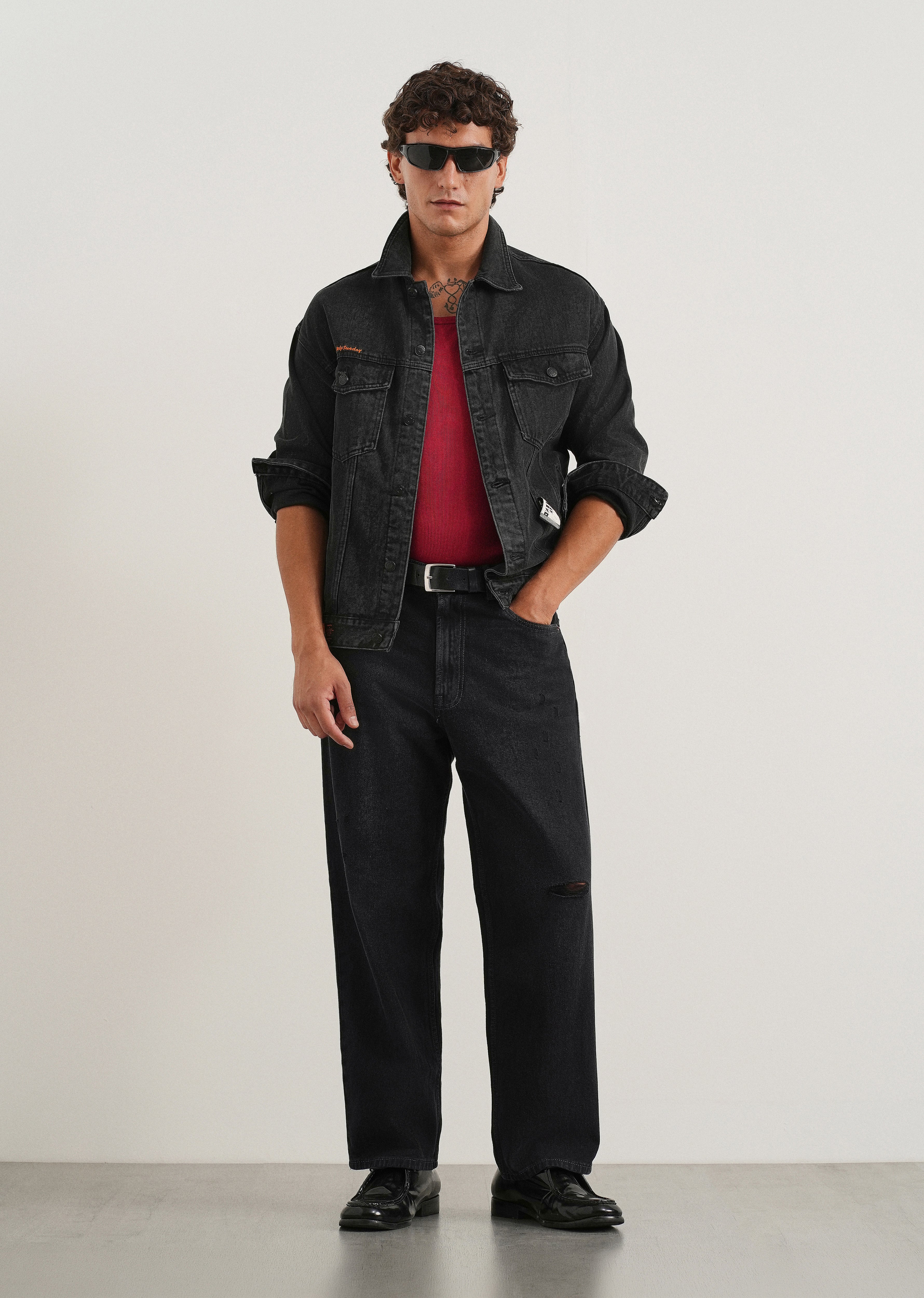 Charcoal Black Baggy Fit Jeans