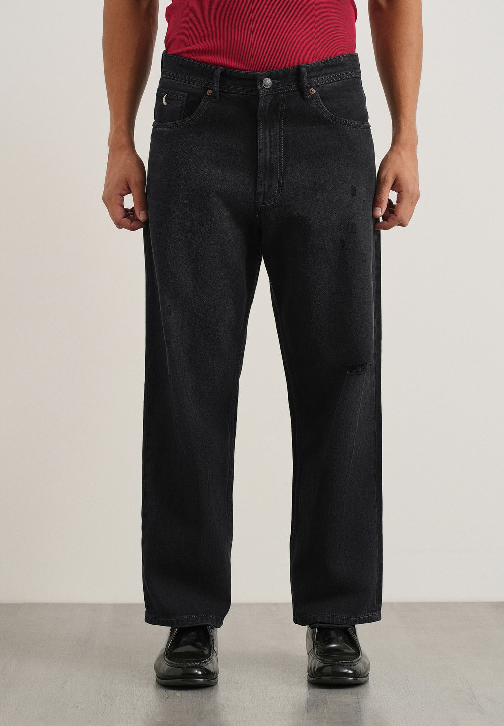 Charcoal Black Baggy Fit Jeans