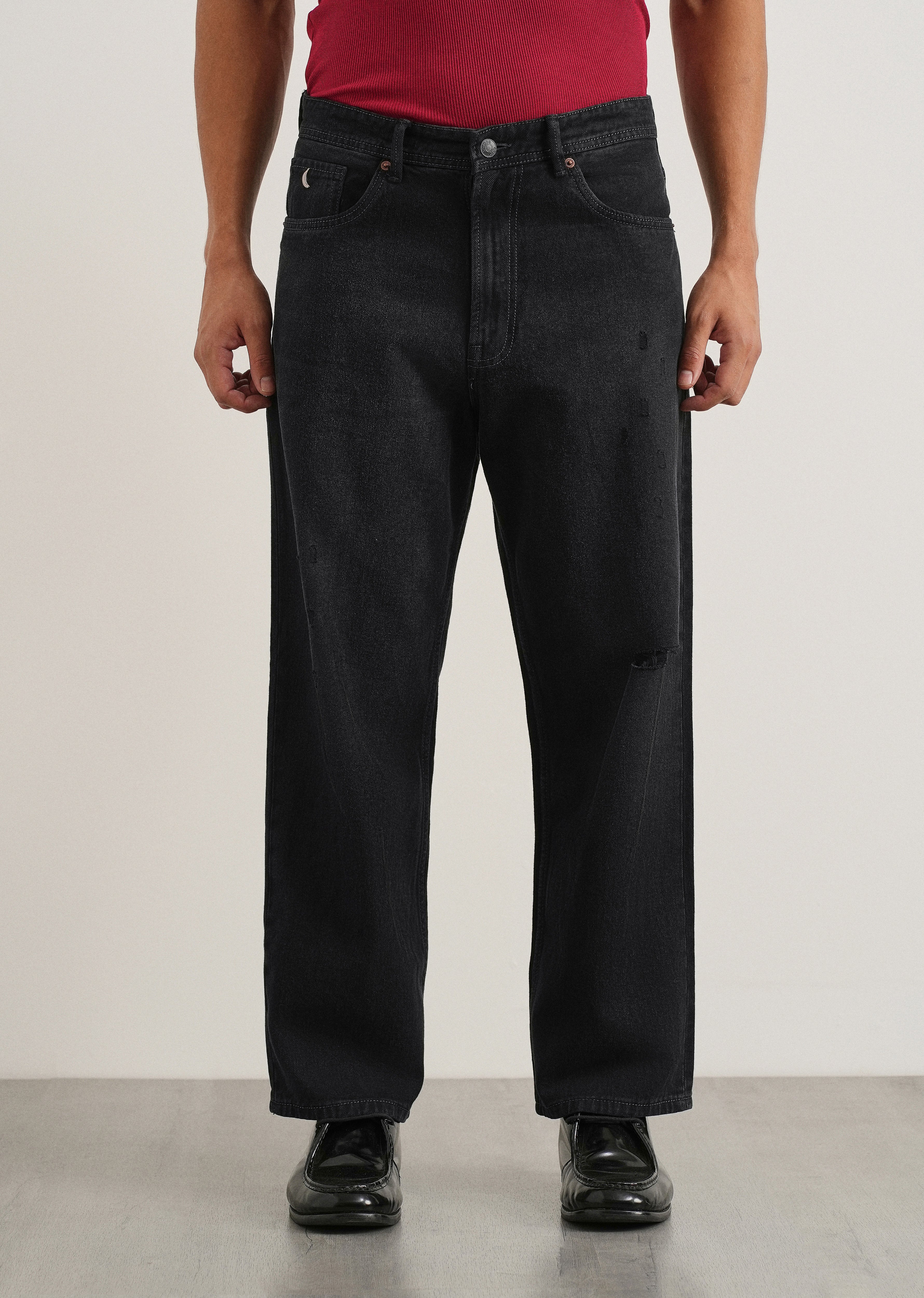 Charcoal Black Baggy Fit Jeans