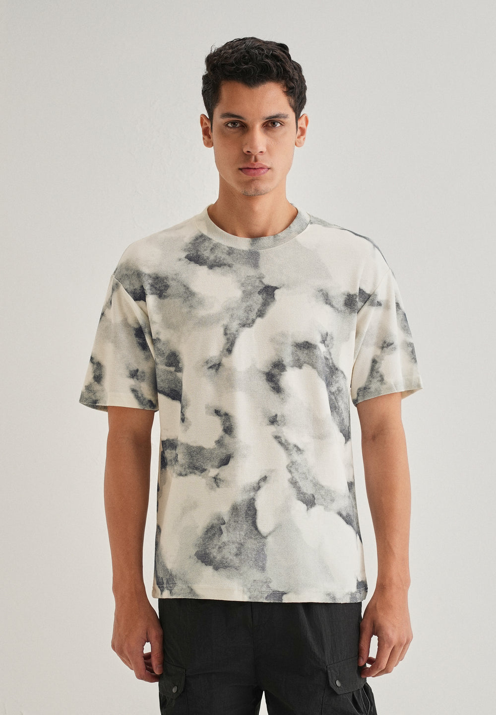 Charcoal Cloud Wash Textured Oversized T-shirt