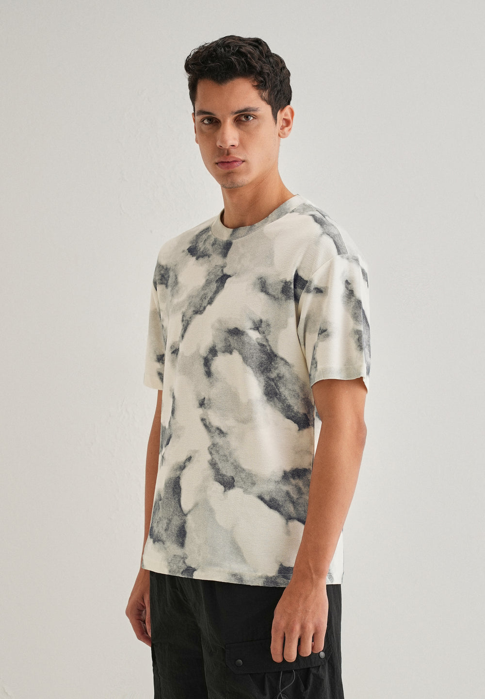 Charcoal Cloud Wash Textured Oversized T-shirt