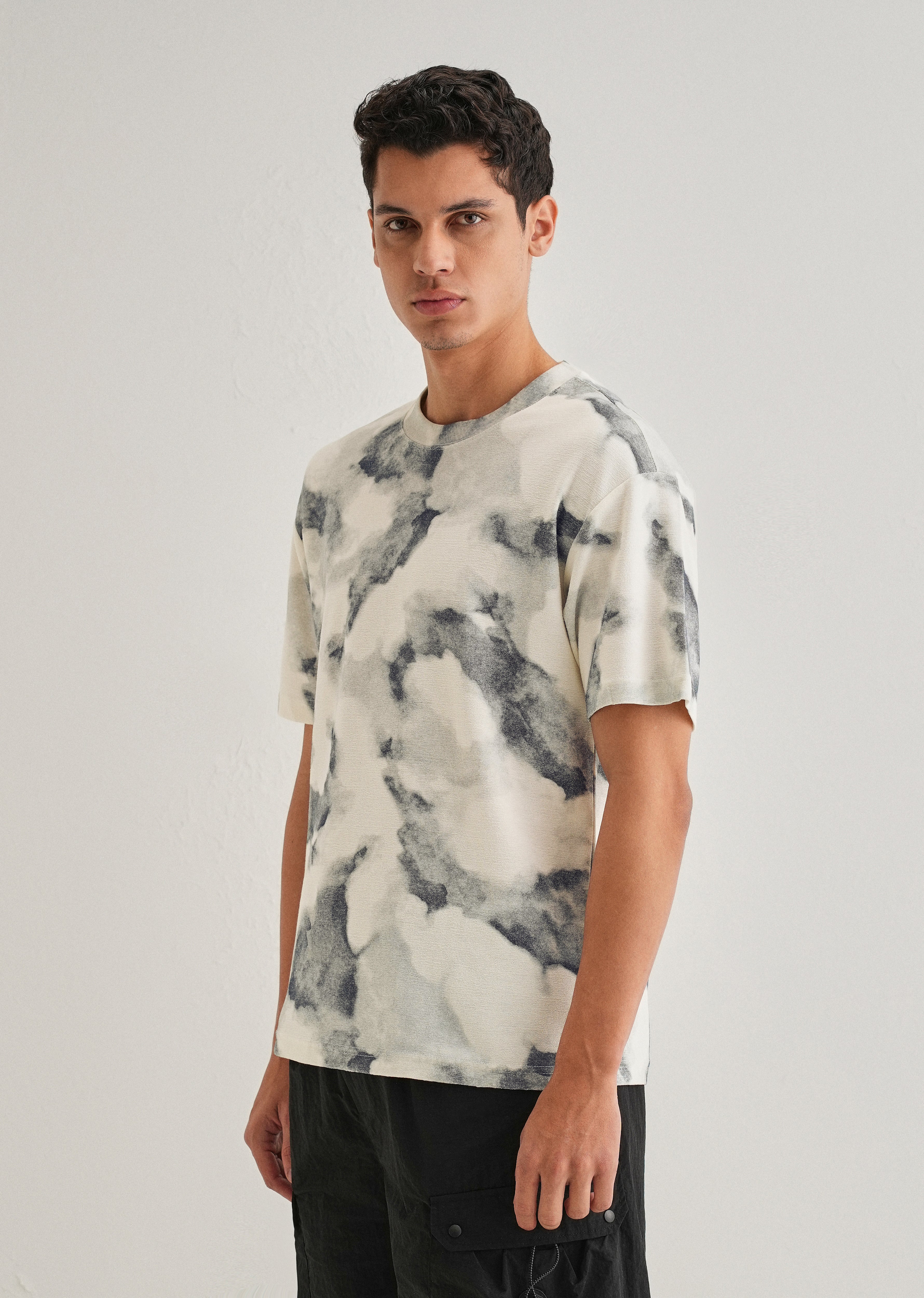 Charcoal Cloud Wash Textured Oversized T-shirt
