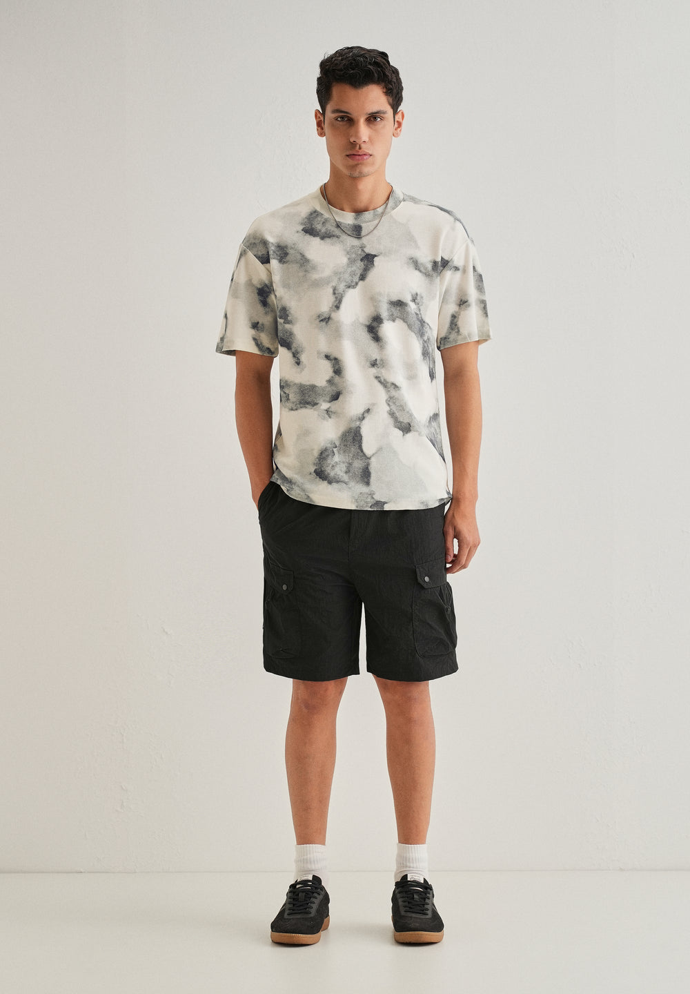 Charcoal Cloud Wash Textured Oversized T-shirt