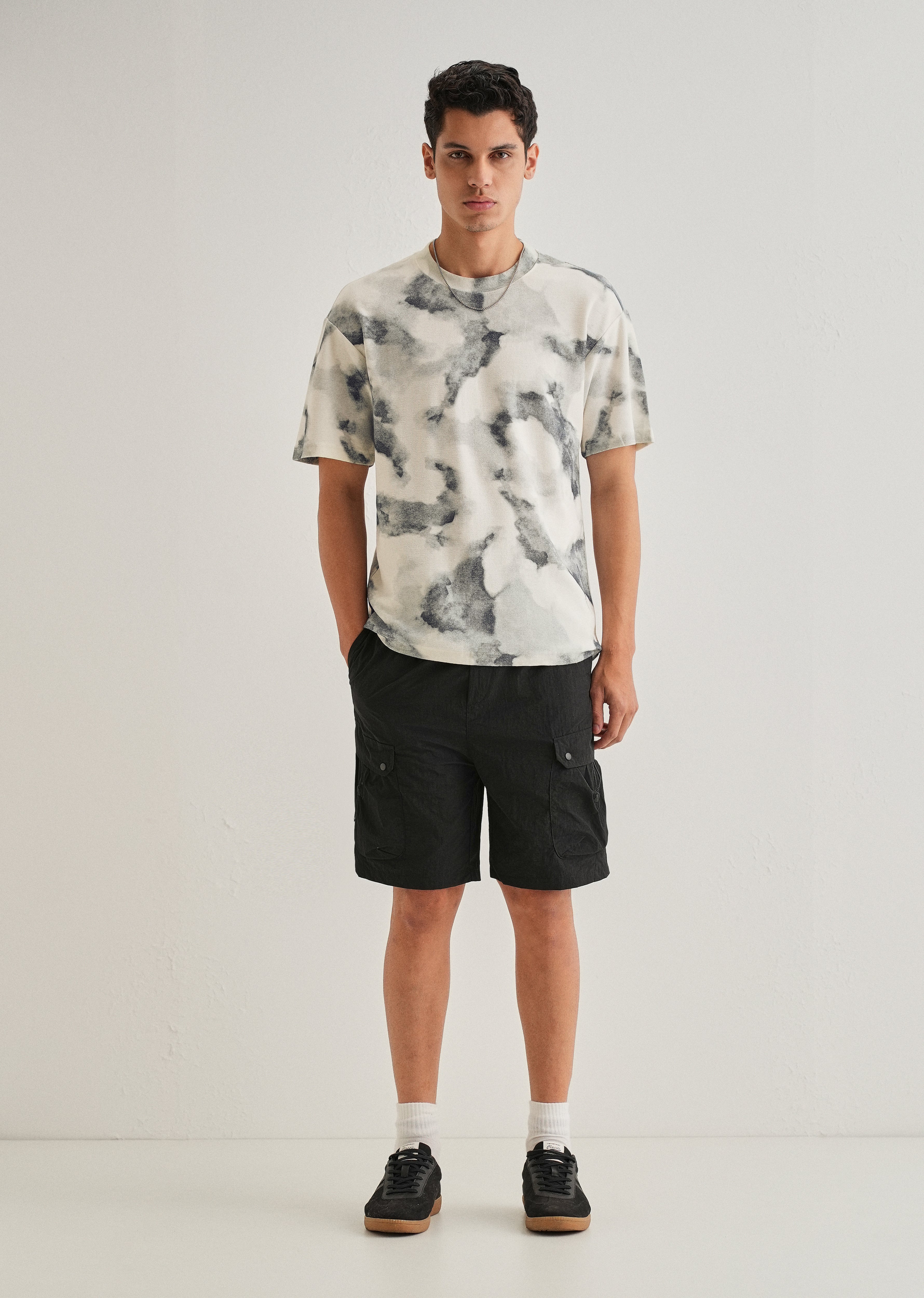 Charcoal Cloud Wash Textured Oversized T-shirt
