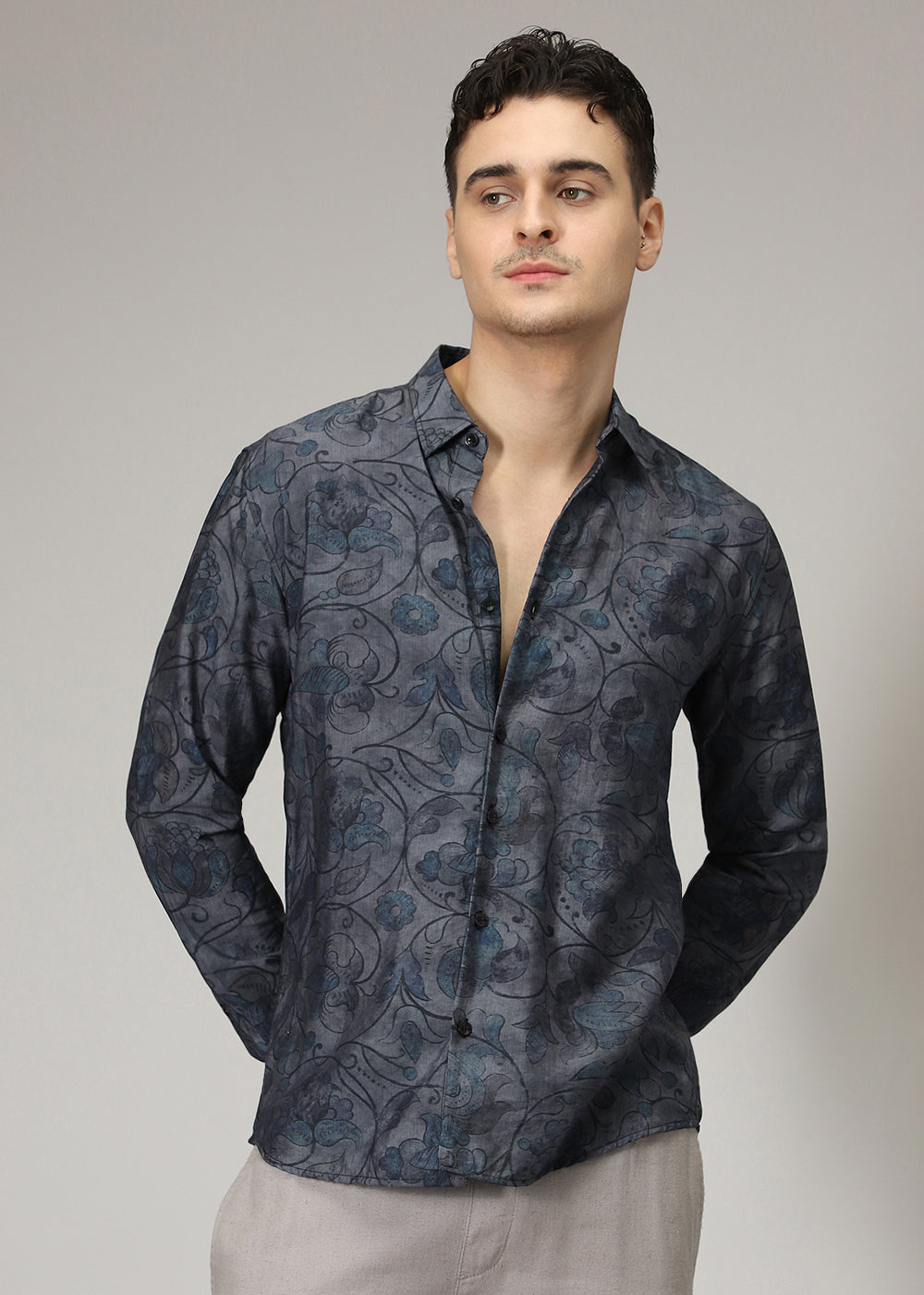 Charcoal Floral Print Shirt