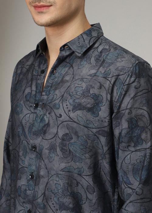 Charcoal Floral Print Shirt