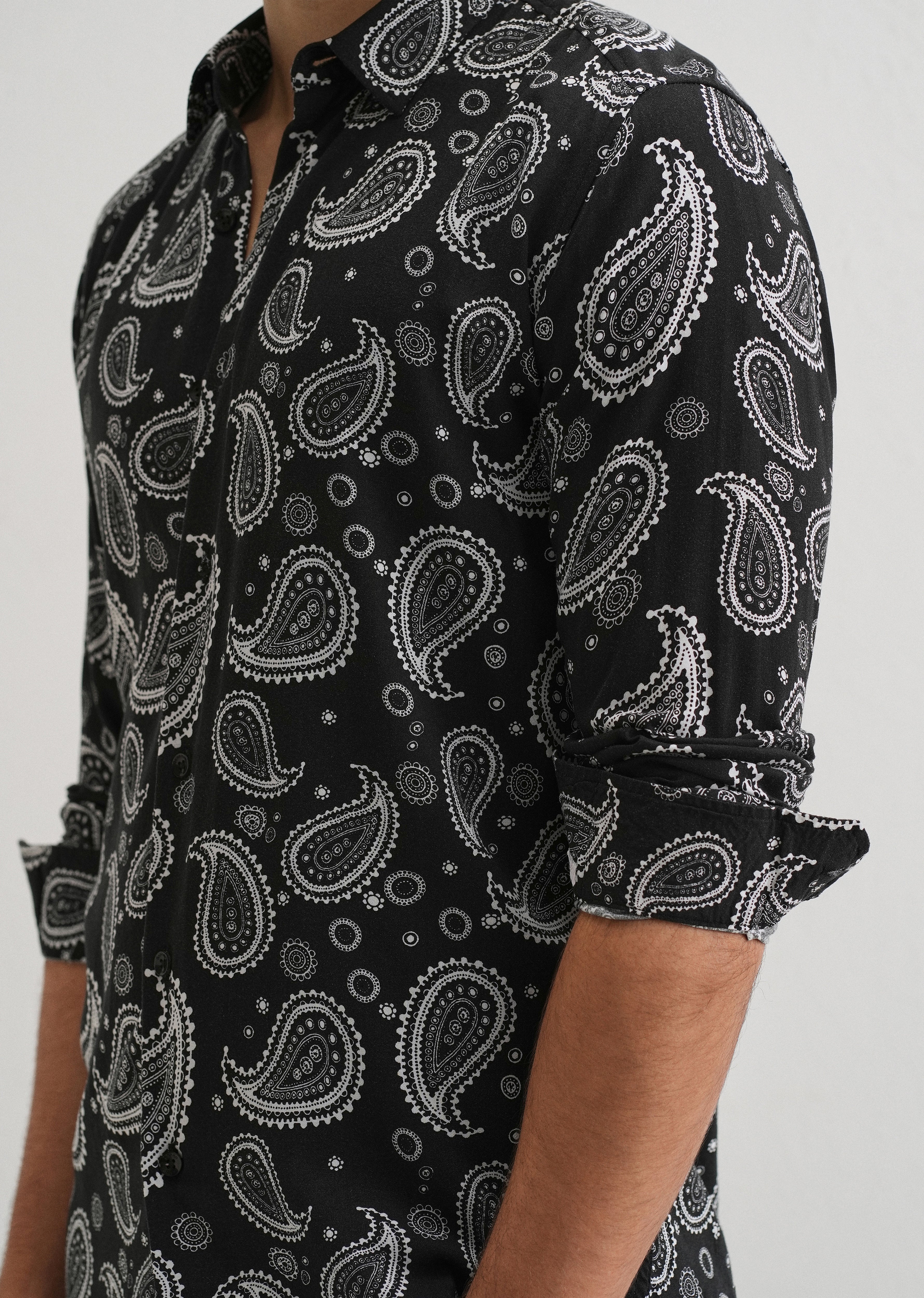 Charcoal Paisley Print Shirt