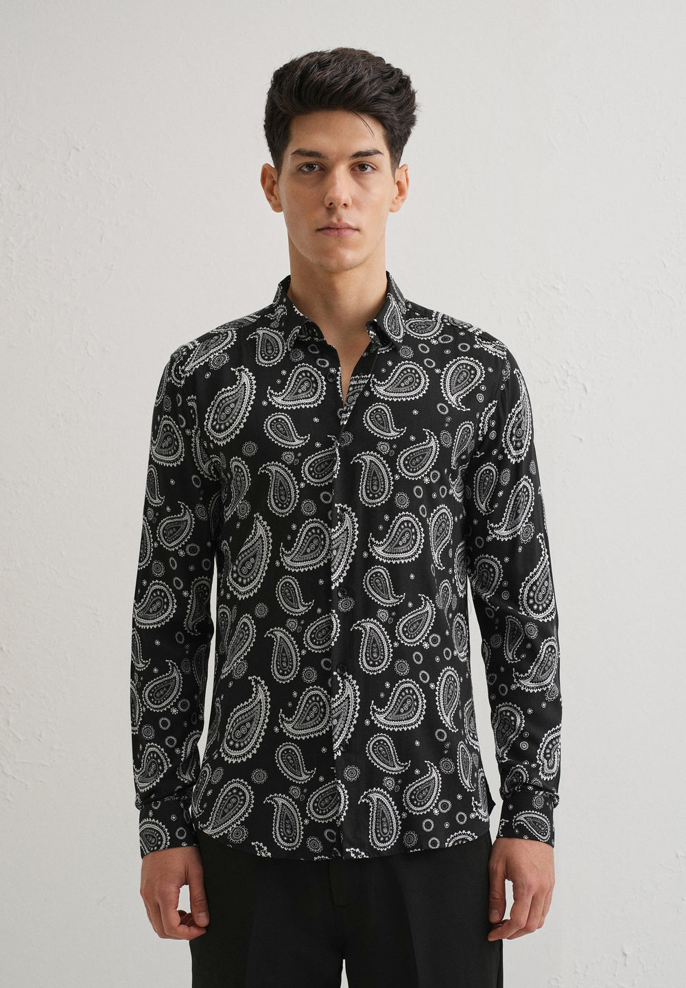 Charcoal Paisley Print Shirt