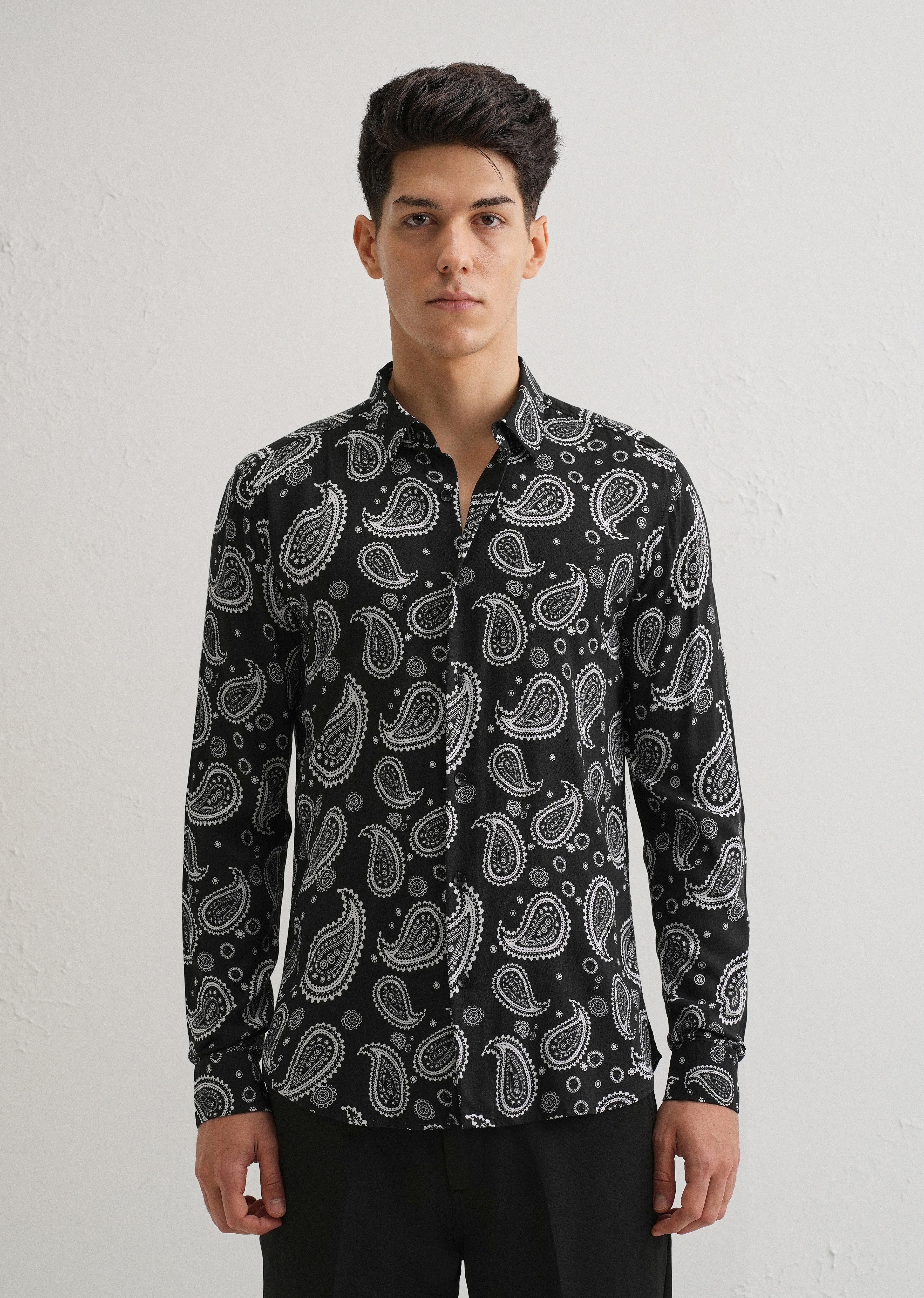 Charcoal Paisley Print Shirt