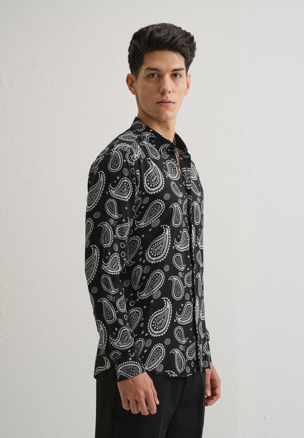 Charcoal Paisley Print Shirt