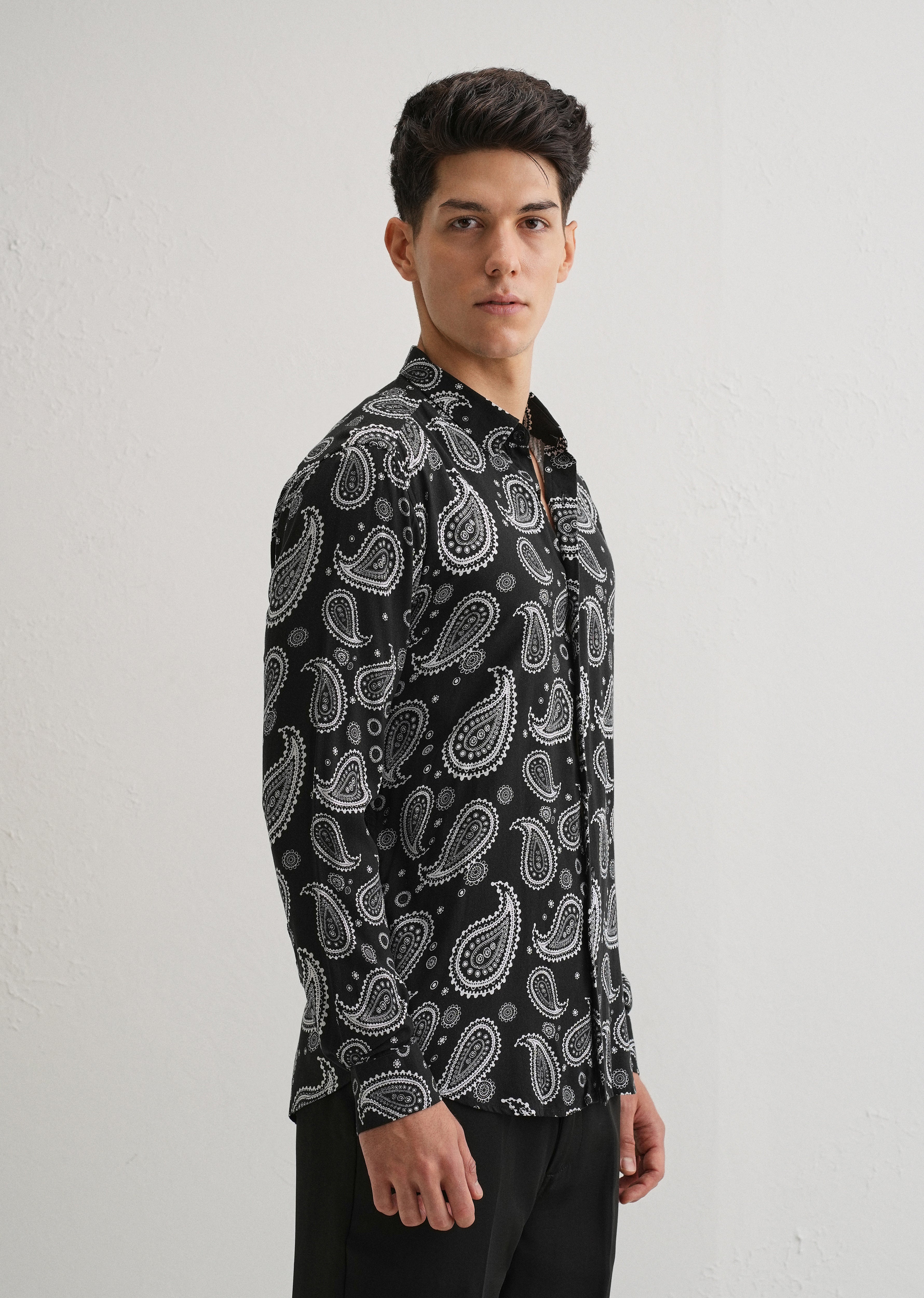 Charcoal Paisley Print Shirt