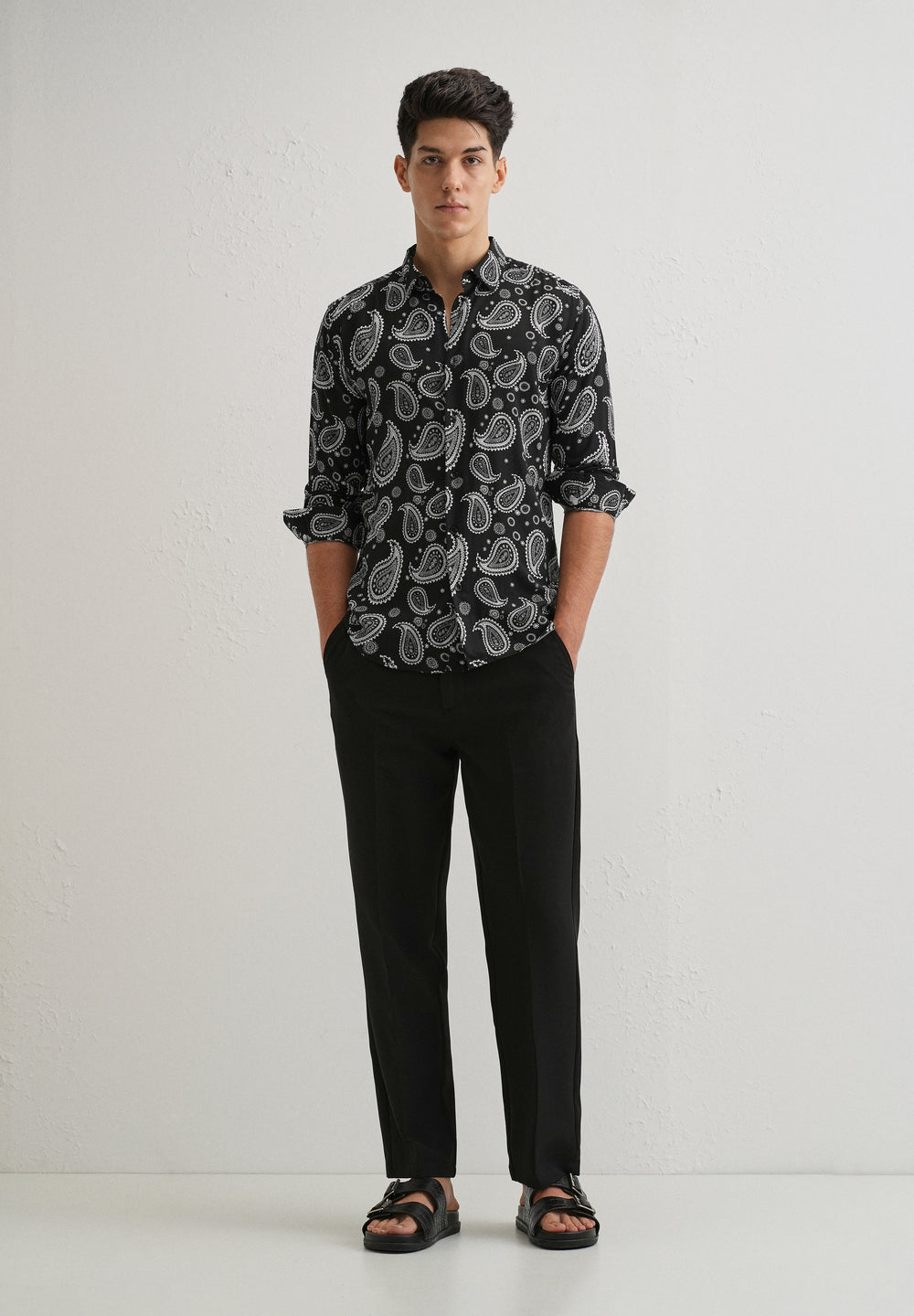 Charcoal Paisley Print Shirt