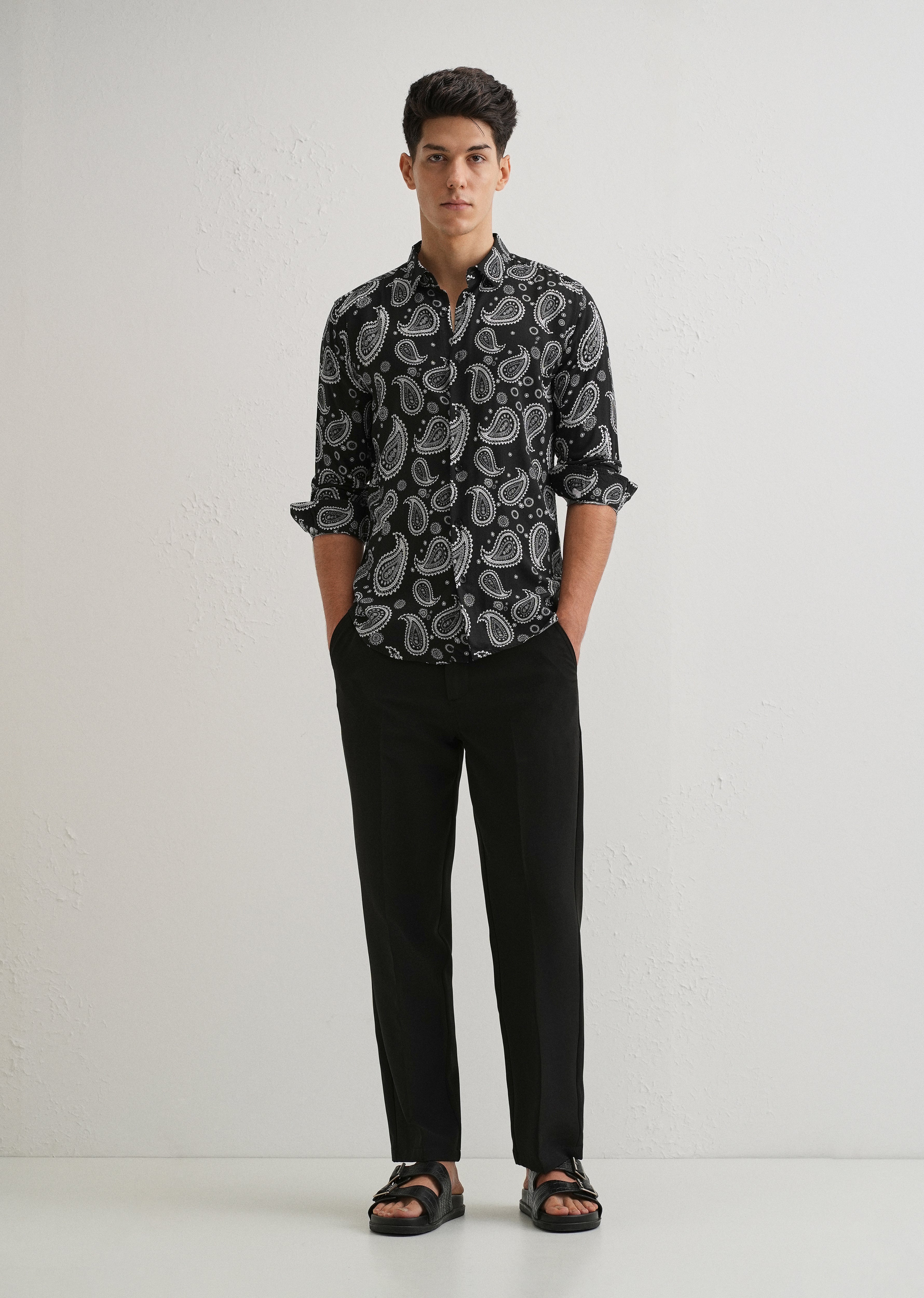 Charcoal Paisley Print Shirt