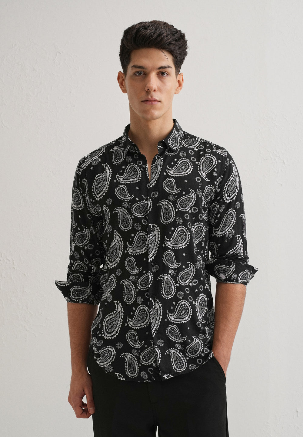 Charcoal Paisley Print Shirt