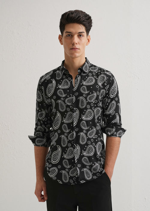 Charcoal Paisley Print Shirt