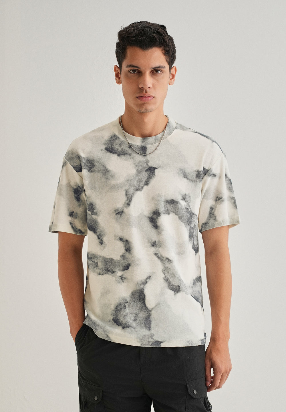 Charcoal Cloud Wash Textured Oversized T-shirt