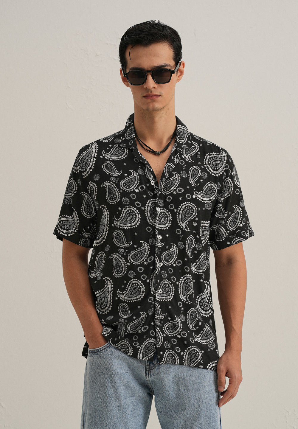 Charcoal Paisley Print