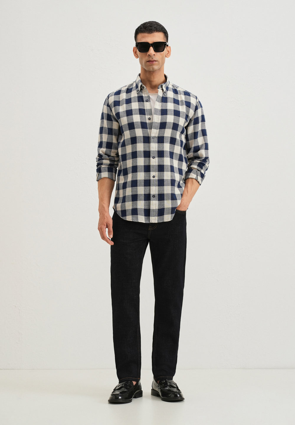 Chess Square Blue Check Shirt