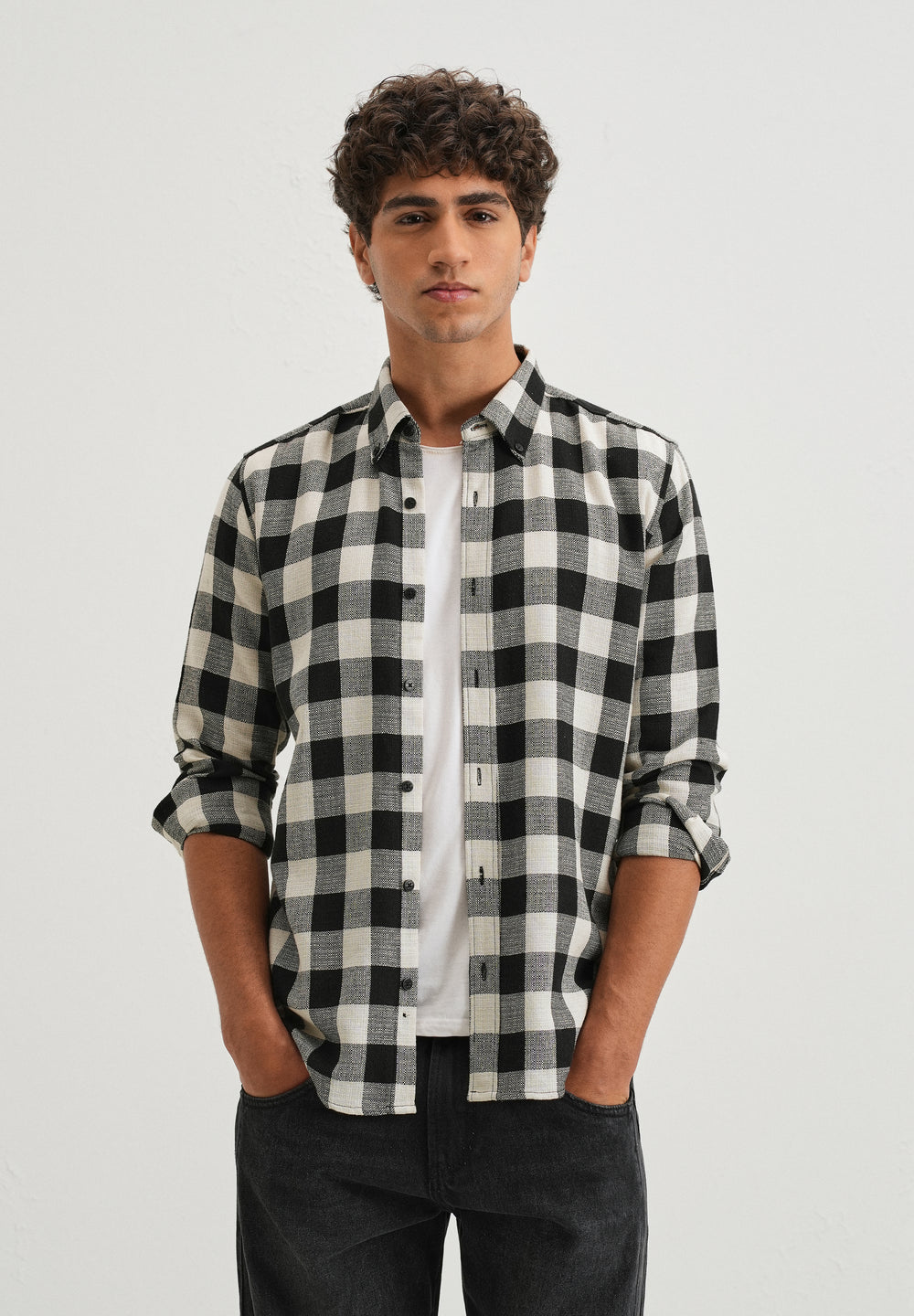 Chess Square Black Check Shirt