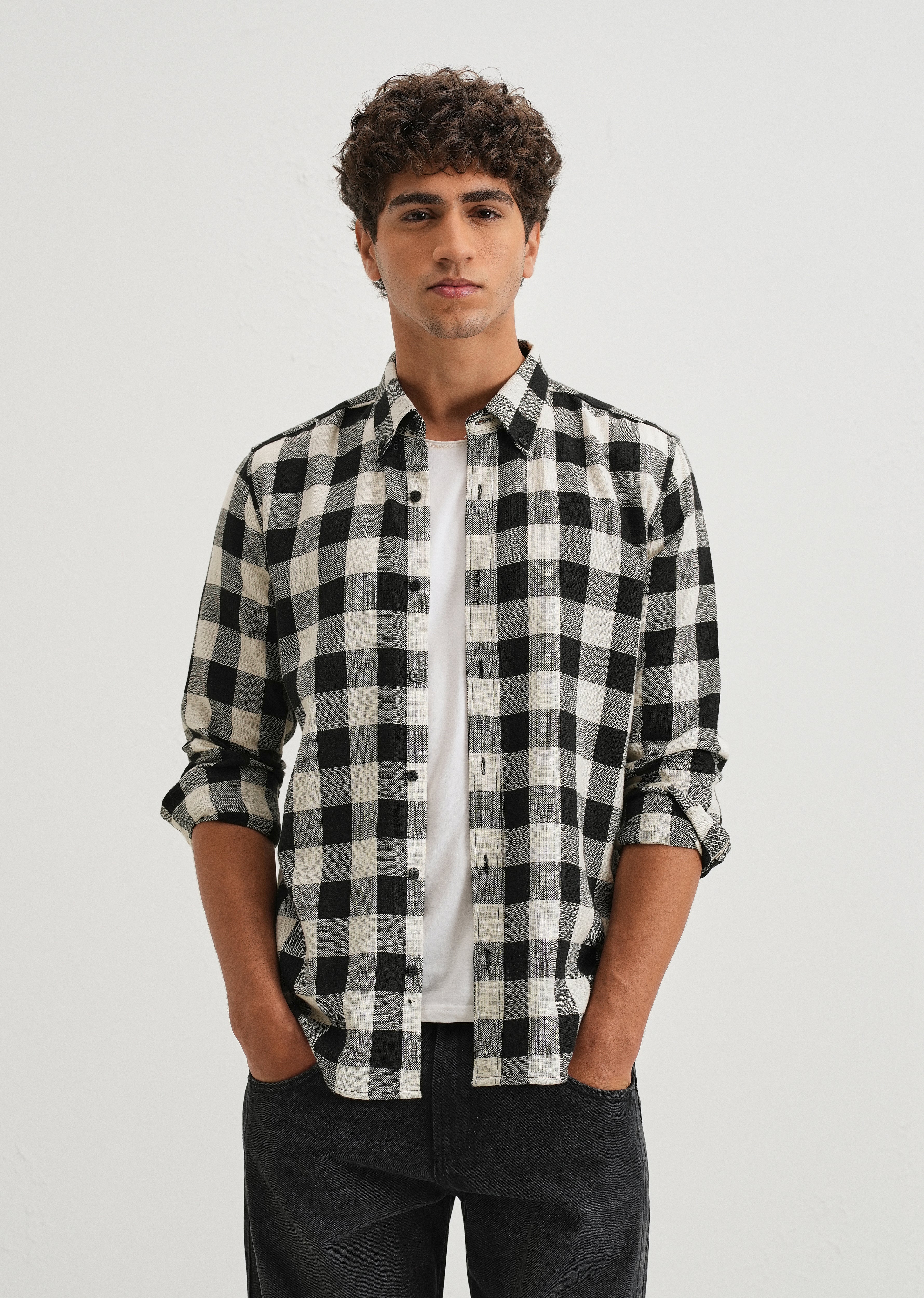 Chess Square Black Check Shirt