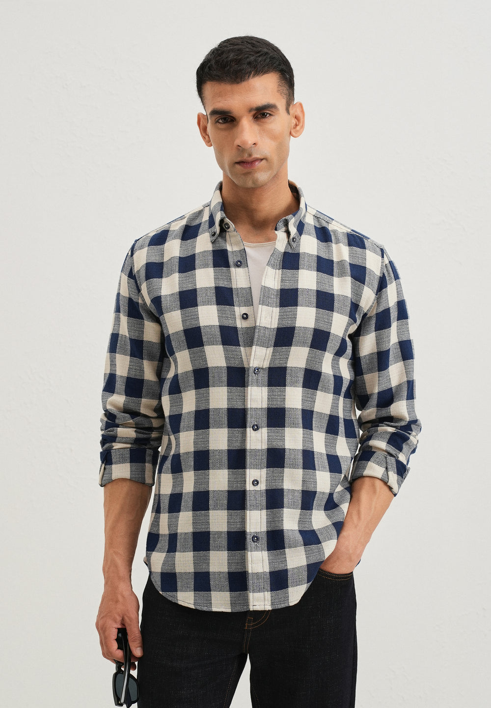 Chess Square Blue Check Shirt