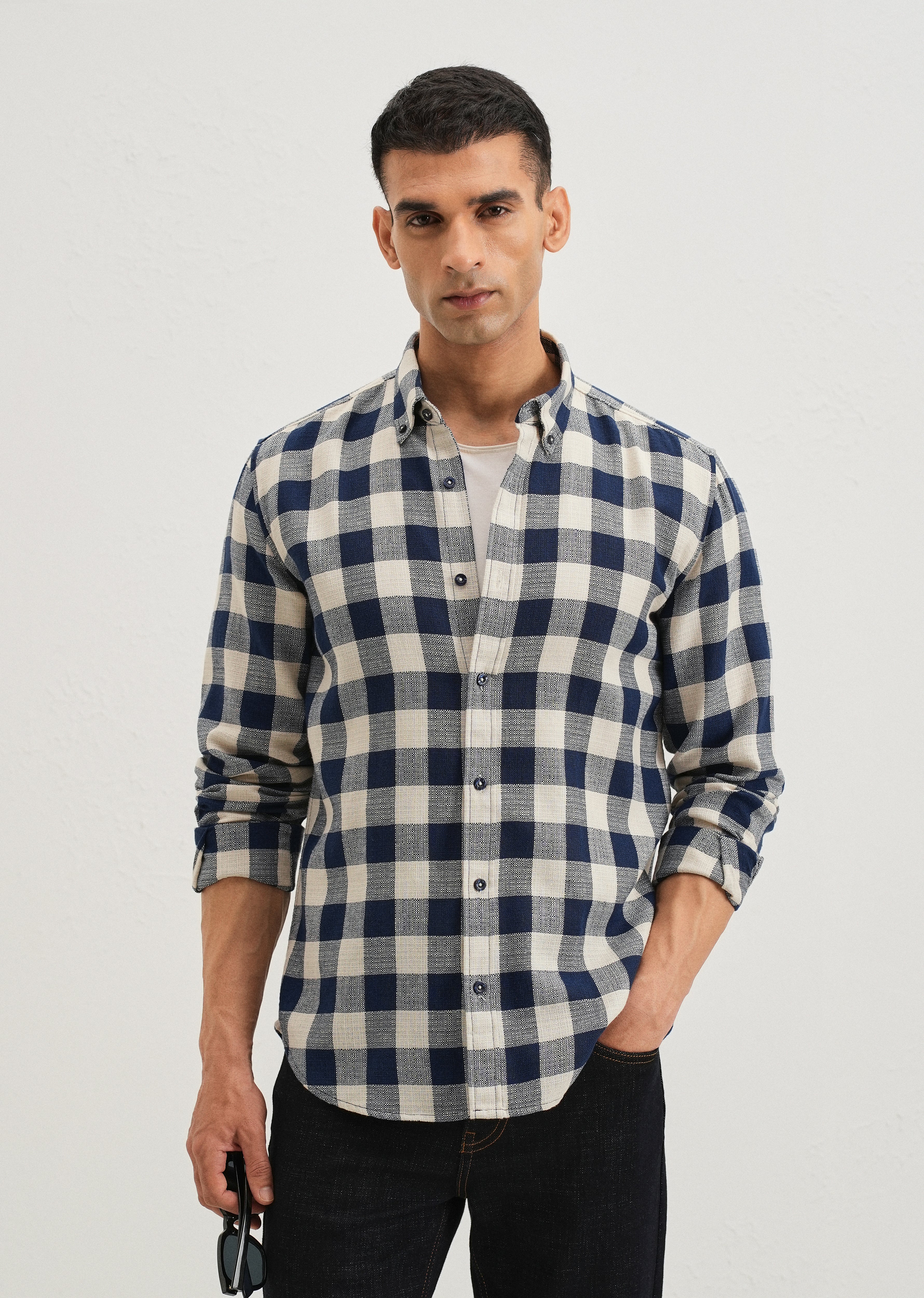 Chess Square Blue Check Shirt