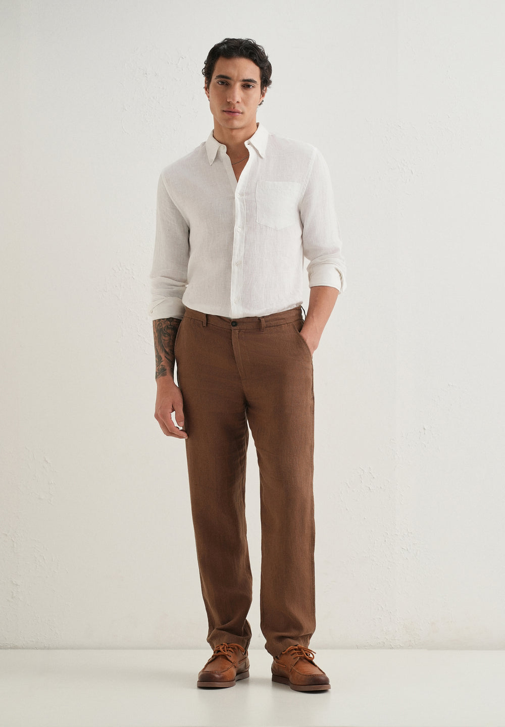 Chestnut Brown Linen Pant