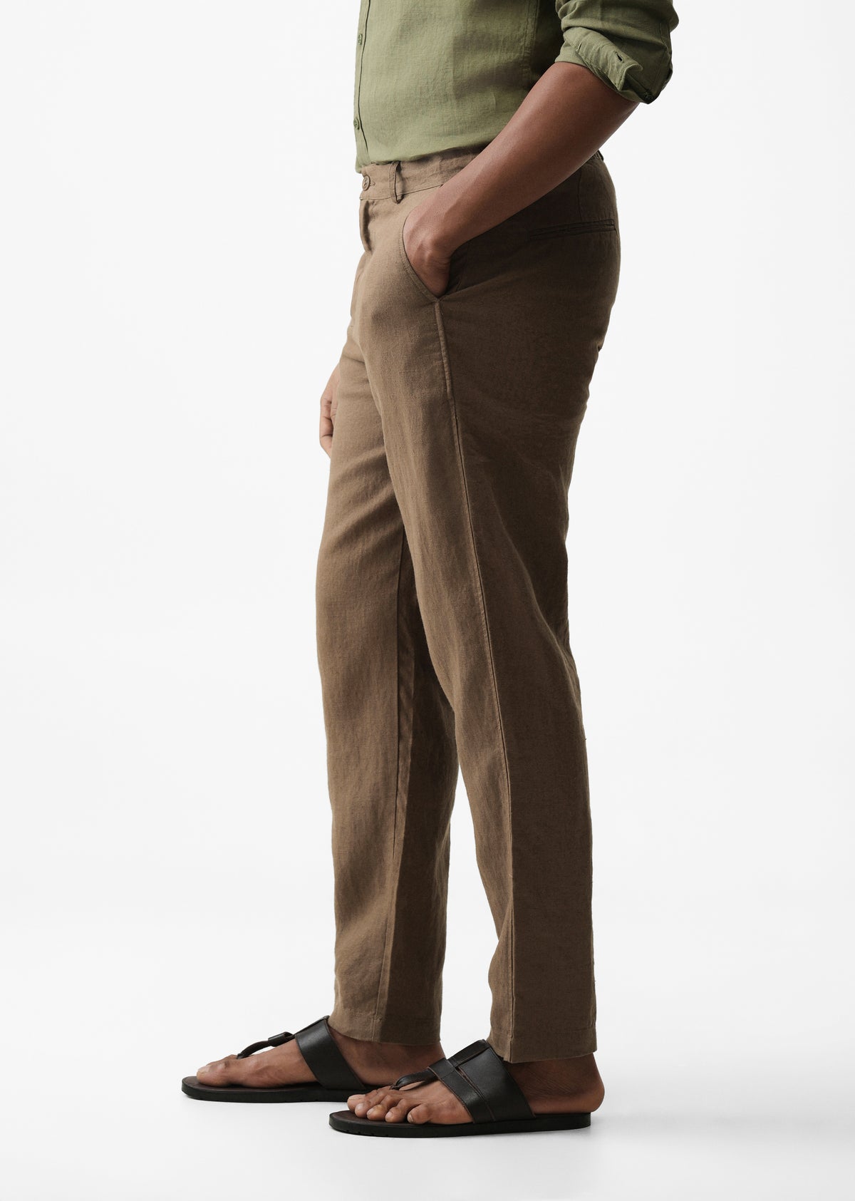 Chestnut Brown Pure Linen Pant