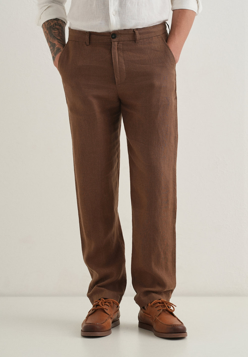 Chestnut Brown Linen Pant