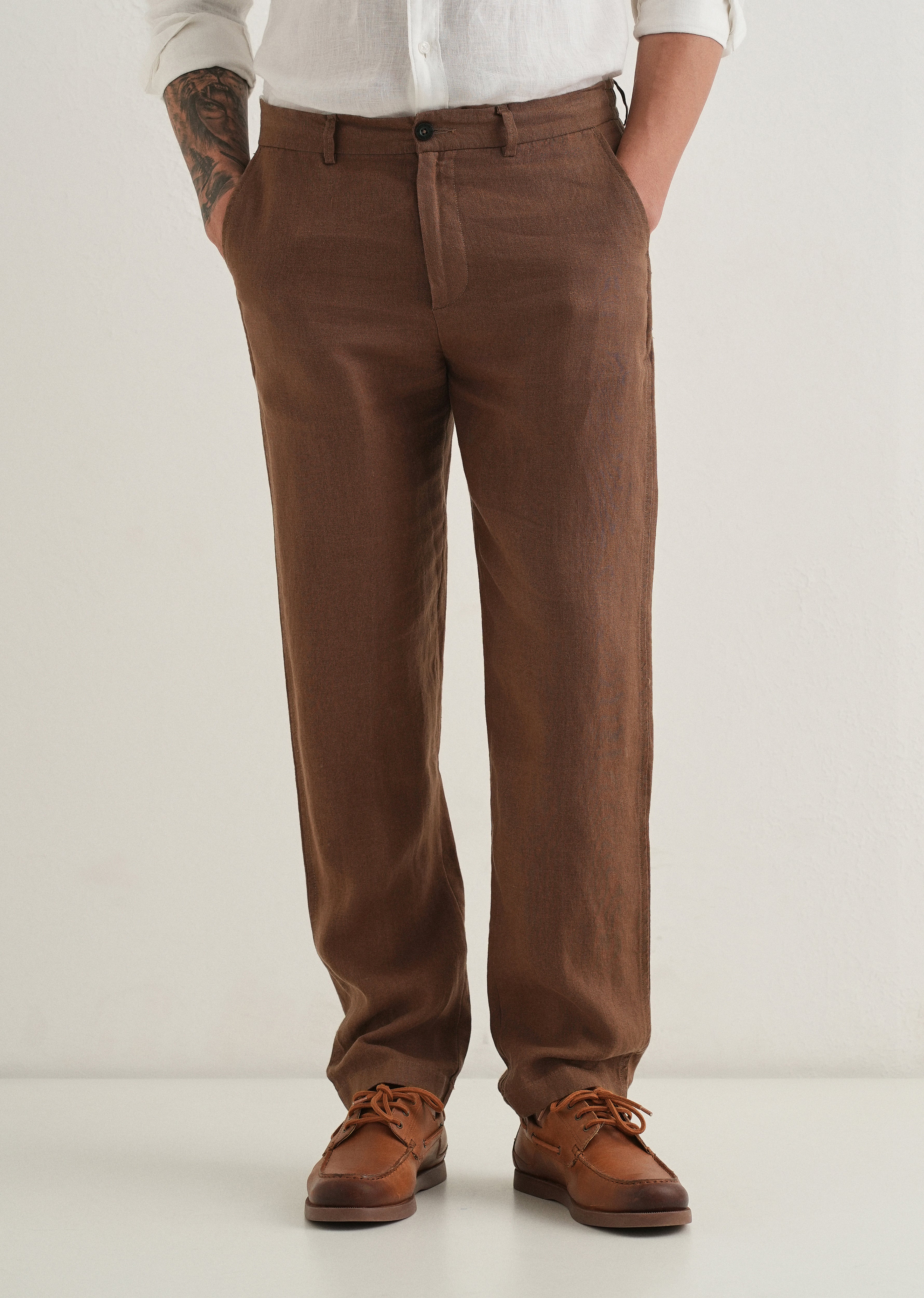 Chestnut Brown Linen Pant