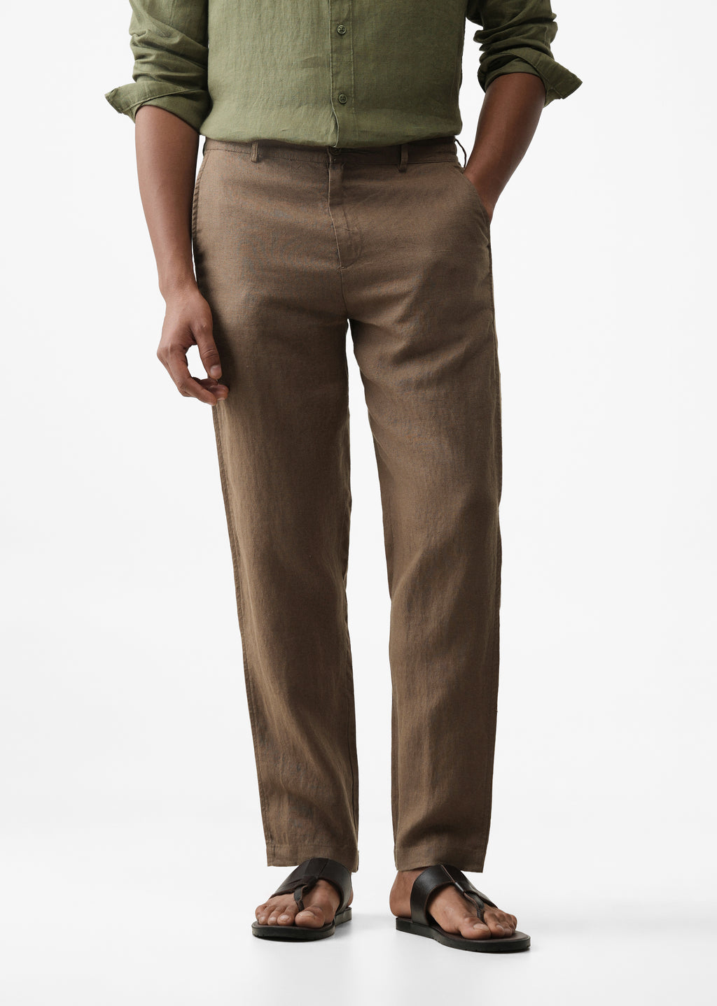 Chestnut Brown Pure Linen Pant