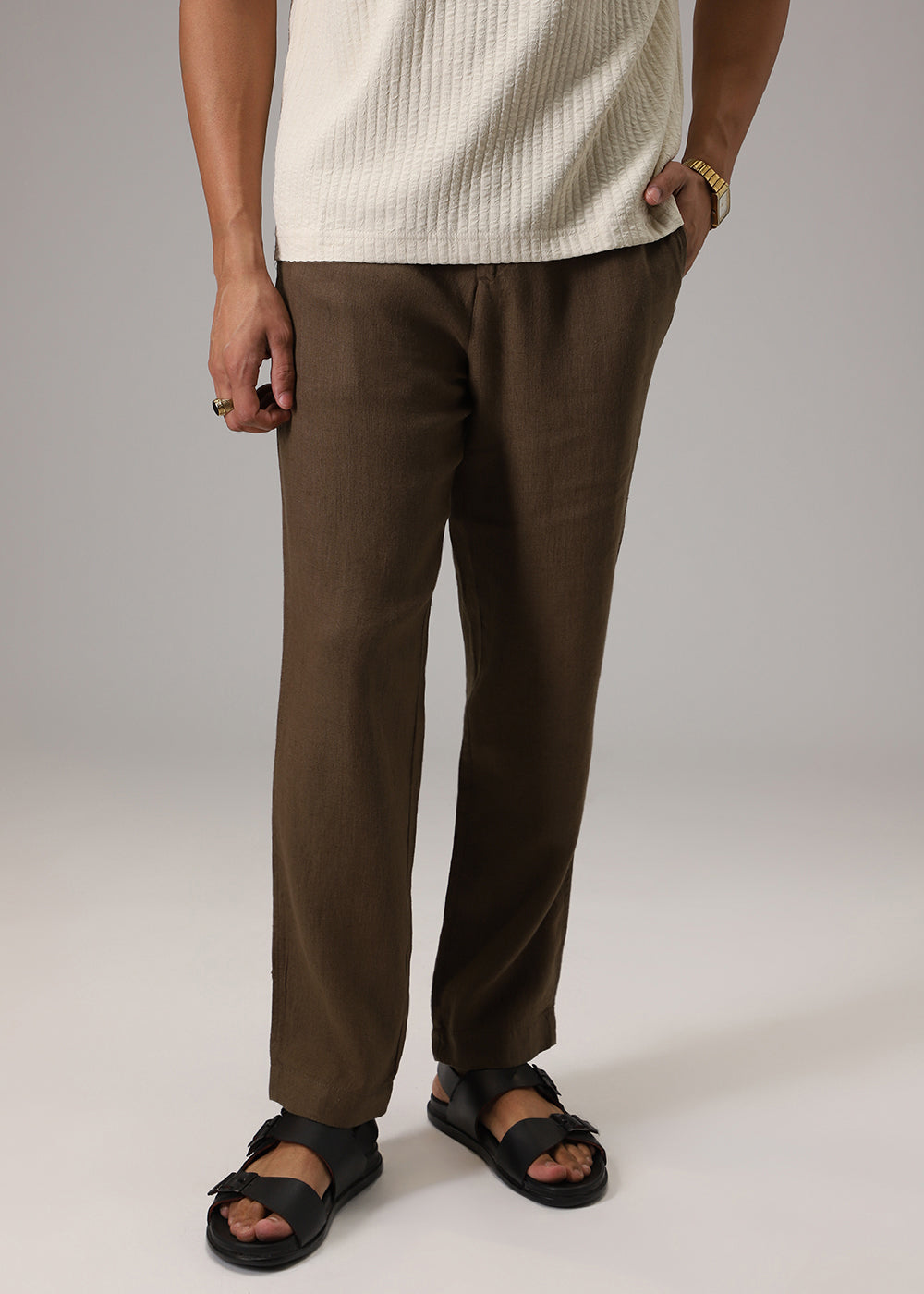 Chestnut Brown Linen Pant