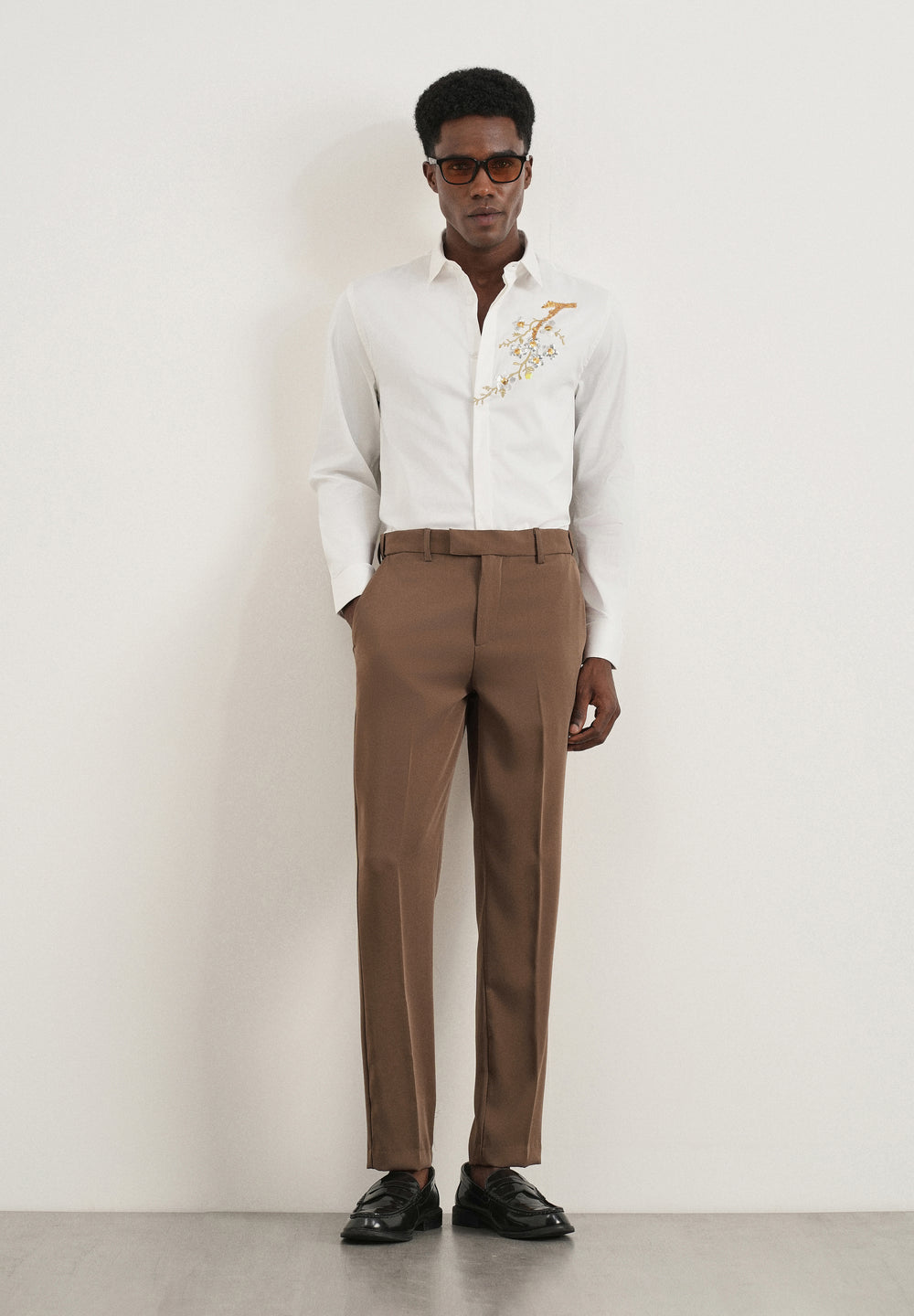 Chocolate Brown Flex Waist Slim Fit Trouser