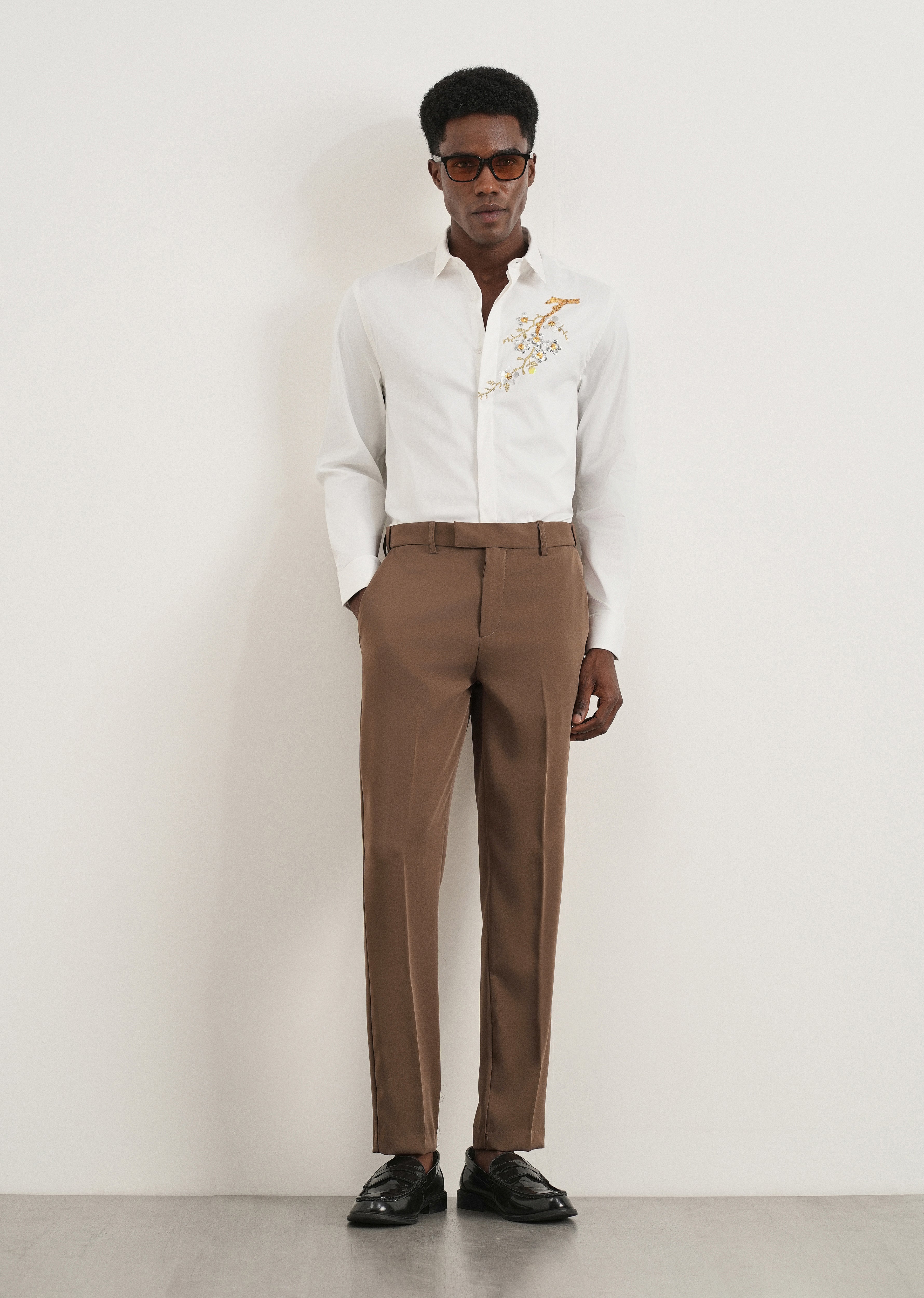 Chocolate Brown Flex Waist Slim Fit Trouser