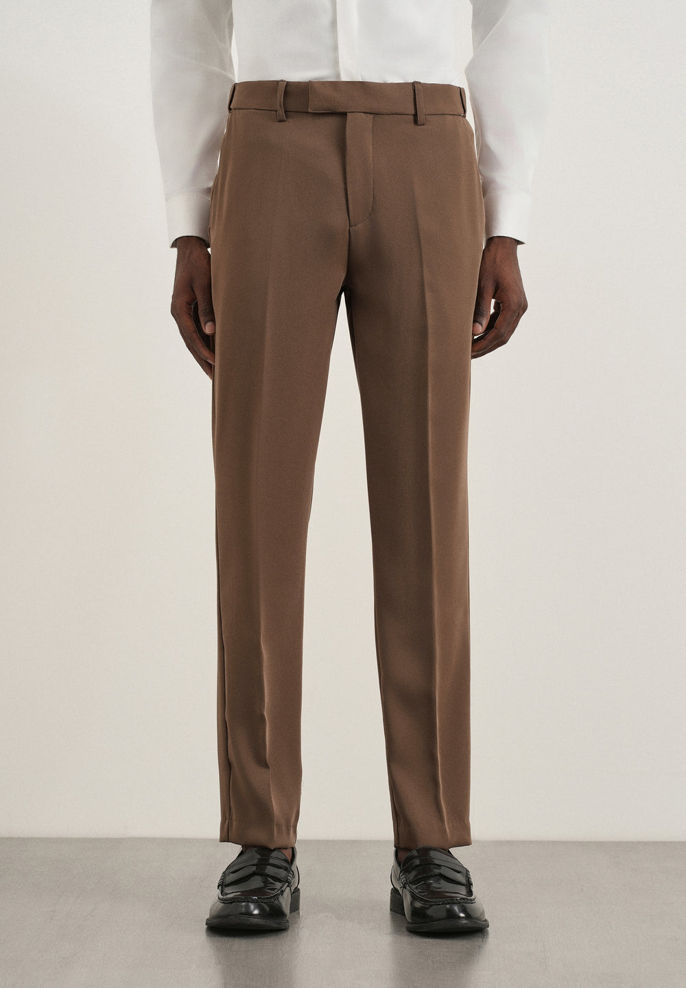 Chocolate Brown Flex Waist Slim Fit Trouser