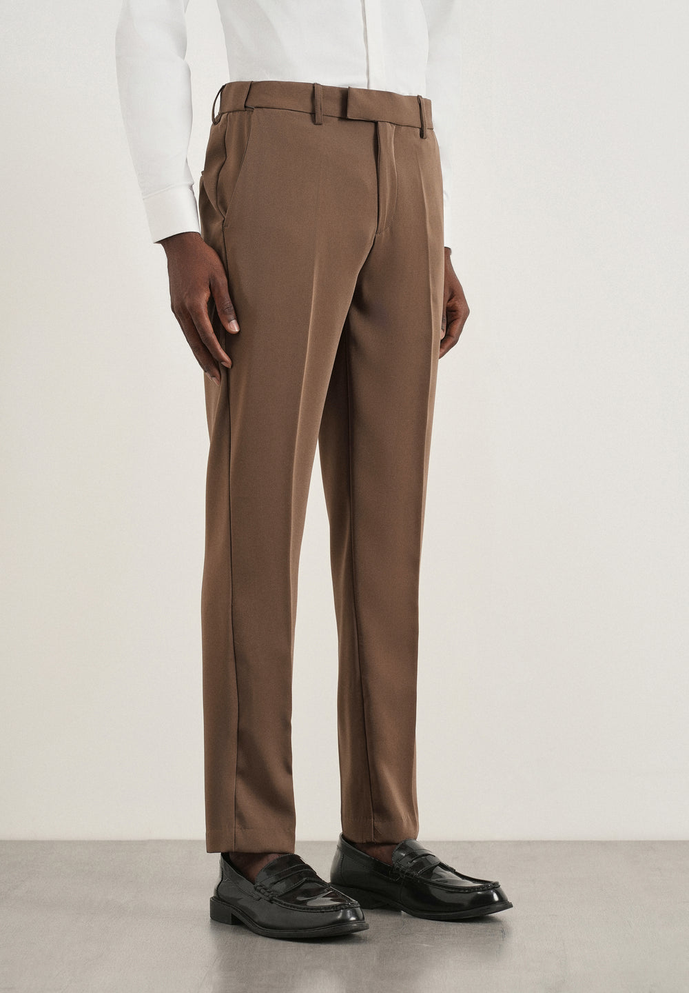 Chocolate Brown Flex Waist Slim Fit Trouser