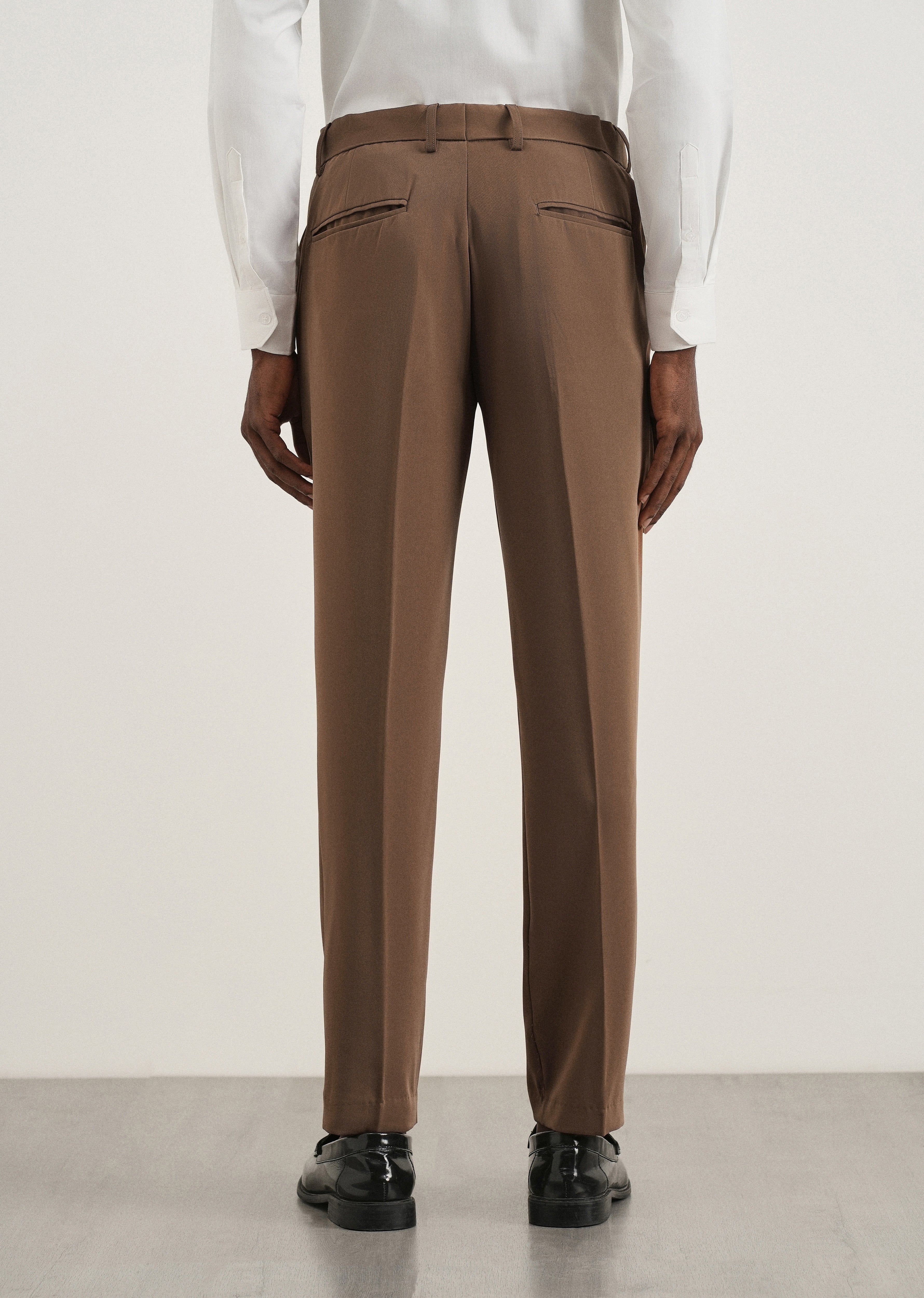 Chocolate Brown Flex Waist Slim Fit Trouser