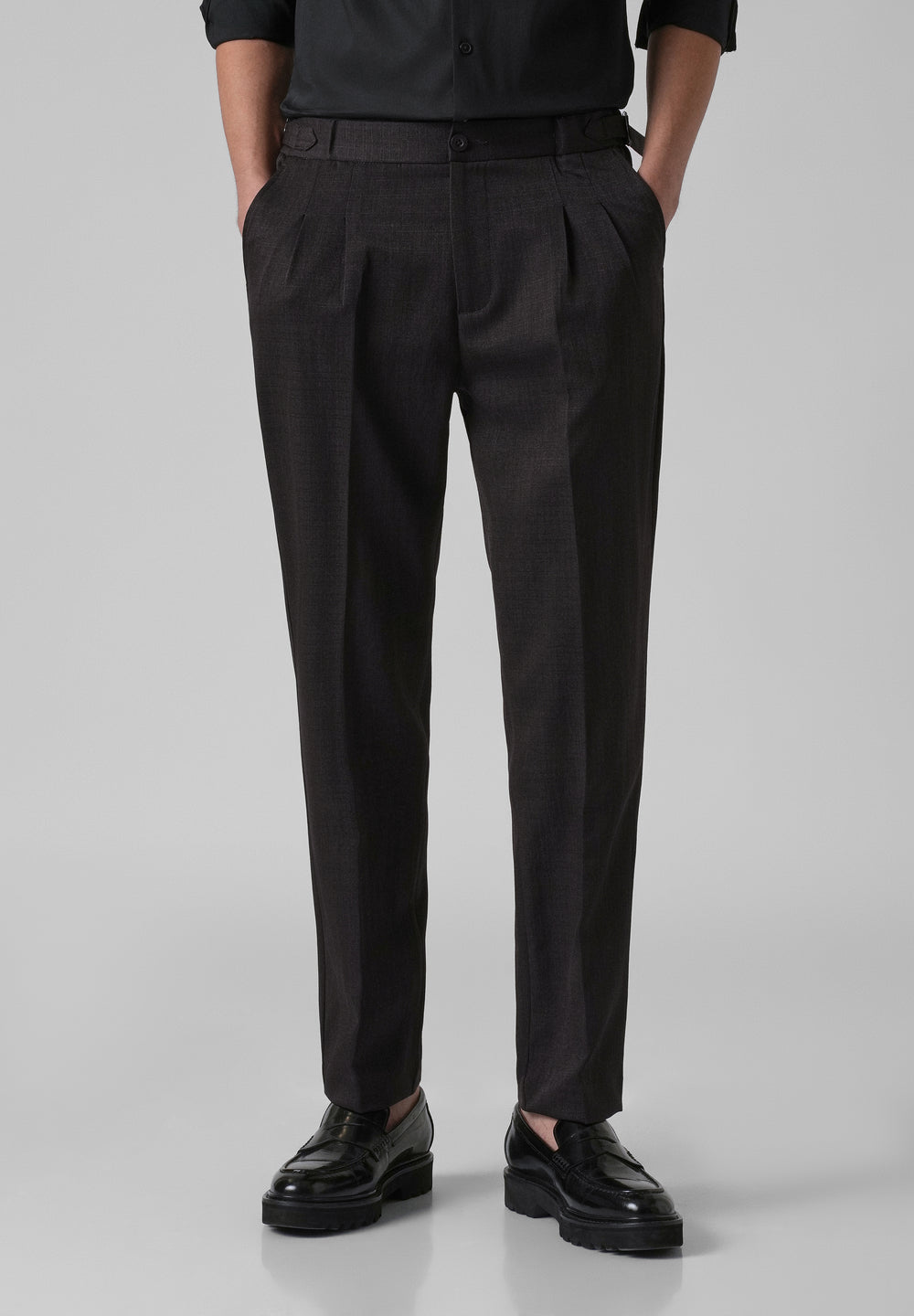 Chocolate Brown Pleated Gurkha Pant