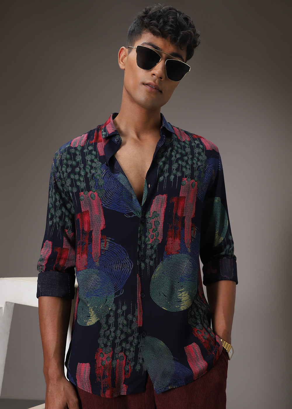 Circular Abstract Blue Feather Shirt