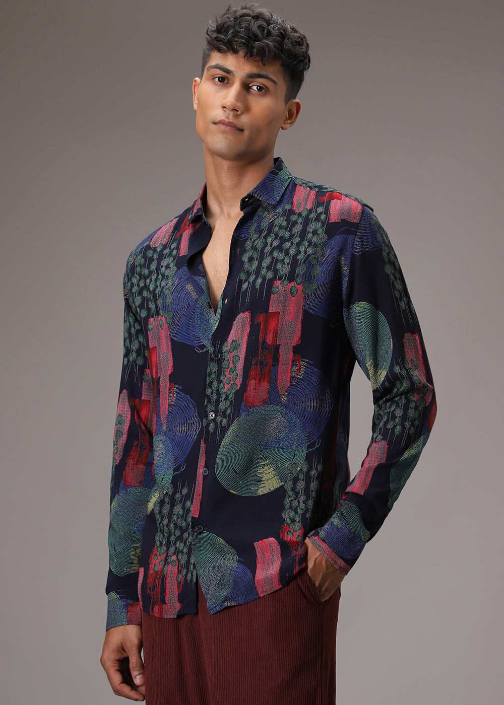 Circular Abstract Blue Feather Shirt