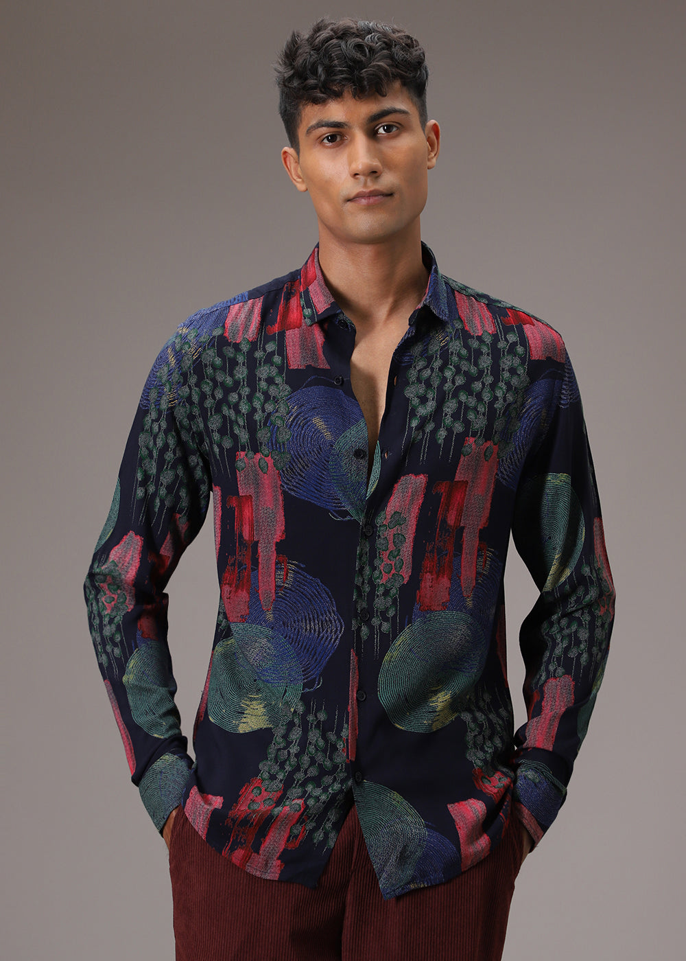 Circular Abstract Blue Feather Shirt