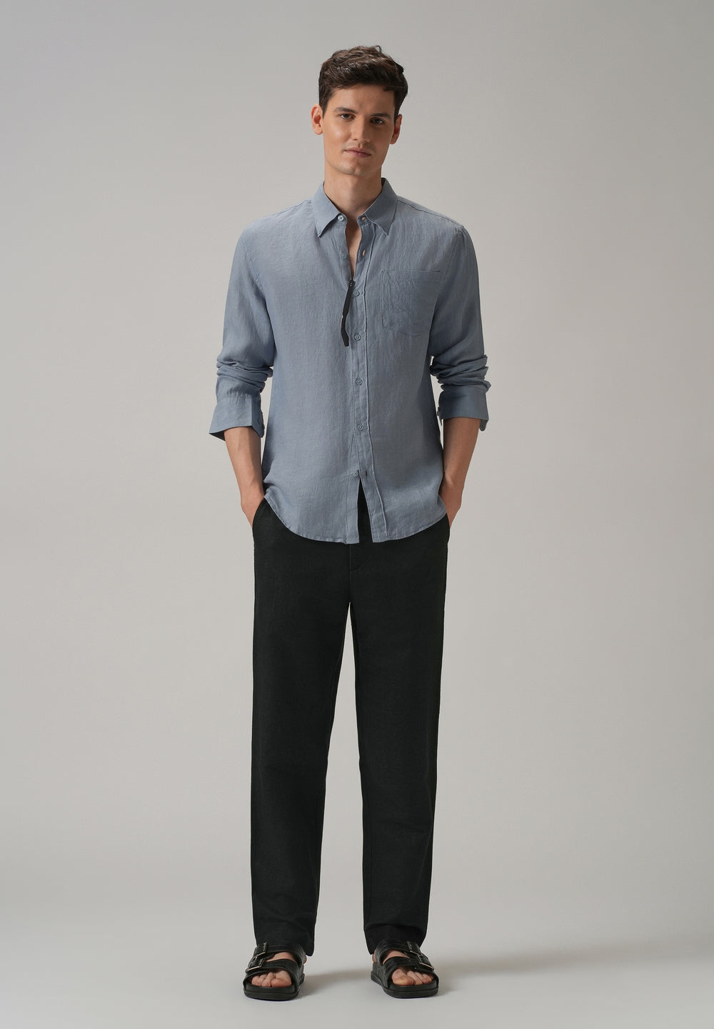 Black Linen Relaxed Fit Trouser
