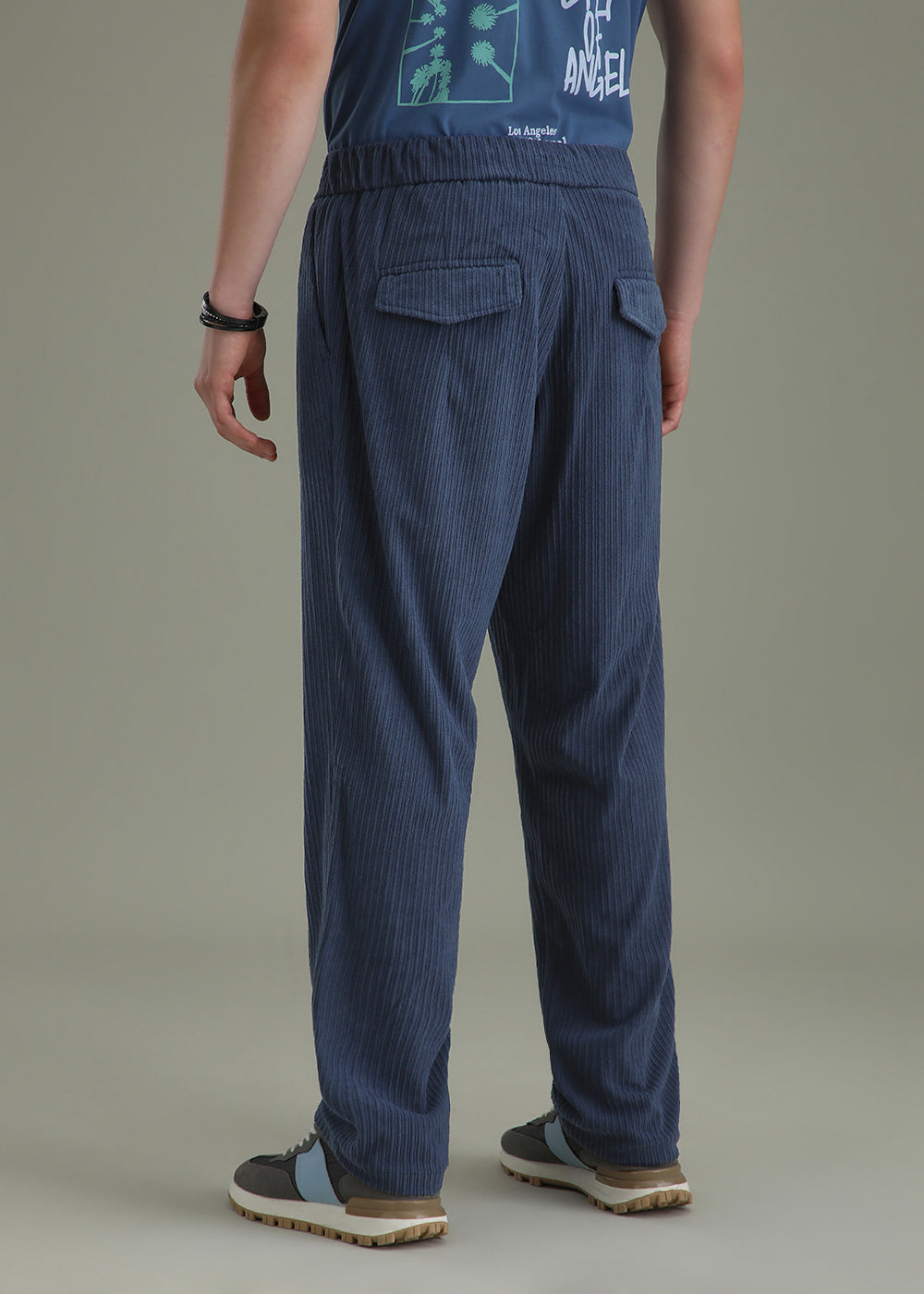 Classic Blue Drawstring Corduroy Pant