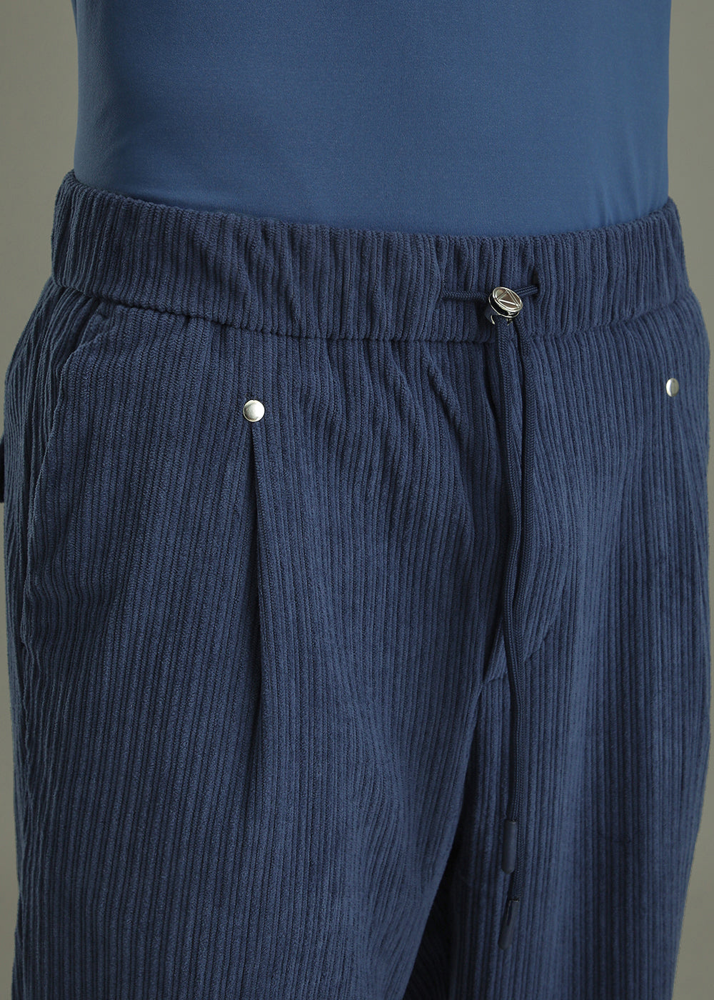 Classic Blue Drawstring Corduroy Pant