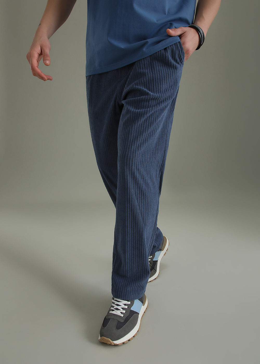 Classic Blue Drawstring Corduroy Pant