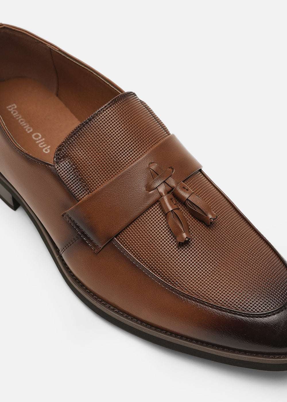 Classic Brown Textured Tassel Loafers