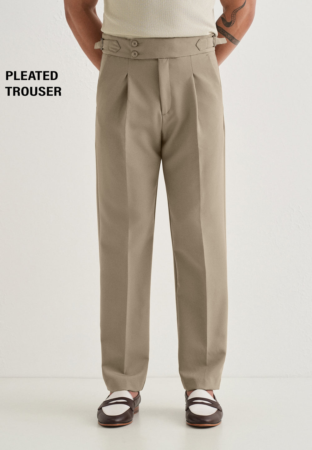 Classic Tan Pleated Gurkha Pant